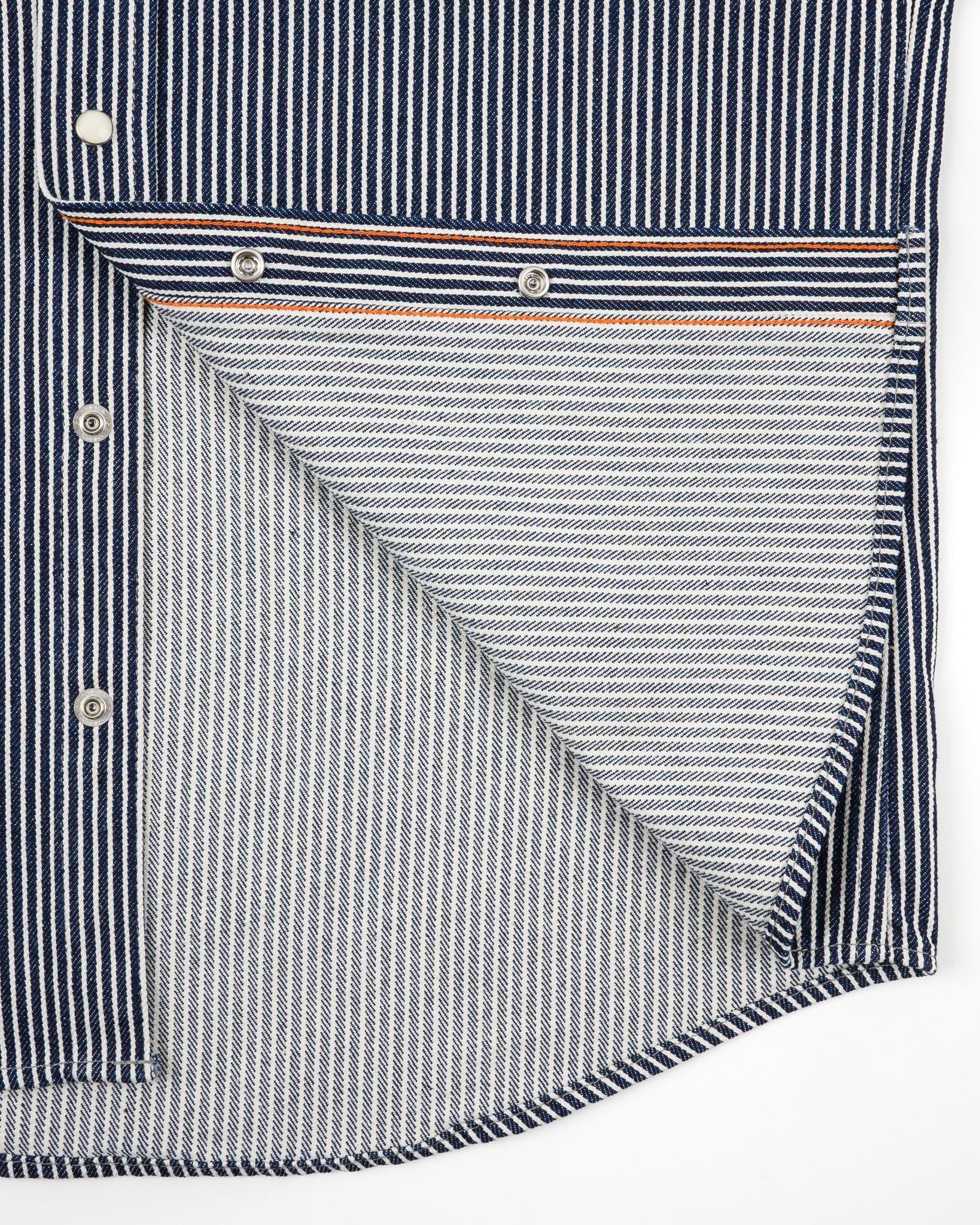 Iron Heart IHSH-07 Indigo 12oz Hickory Stripe Western Shirt - Durable Denim Workwear for Cowboy Style & Outdoor Adventures