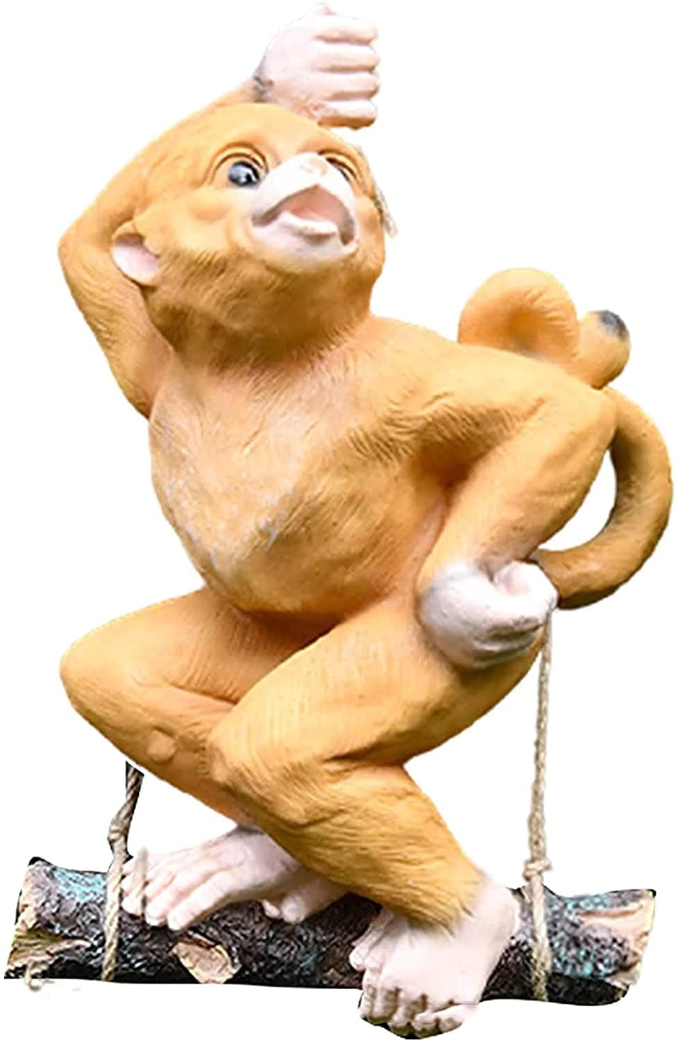Realistic Resin Hanging Monkey Statue - Outdoor Garden Tree Ornament & Decoration | Durable Weatherproof Animal Sculpture for Patio, Yard, and Landscape Decor (Color: A)