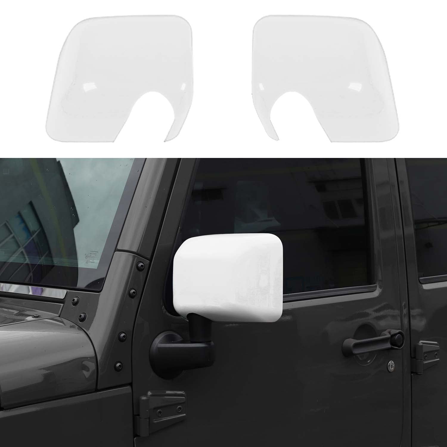 Jeep Wrangler JK JKU 2007-2017 Rearview Mirror Cover Trim Shell Kit - White Exterior Mirror Decoration Accessories | Upgrade Your Ride's Style for Off-Road Adventures & Daily Commutes