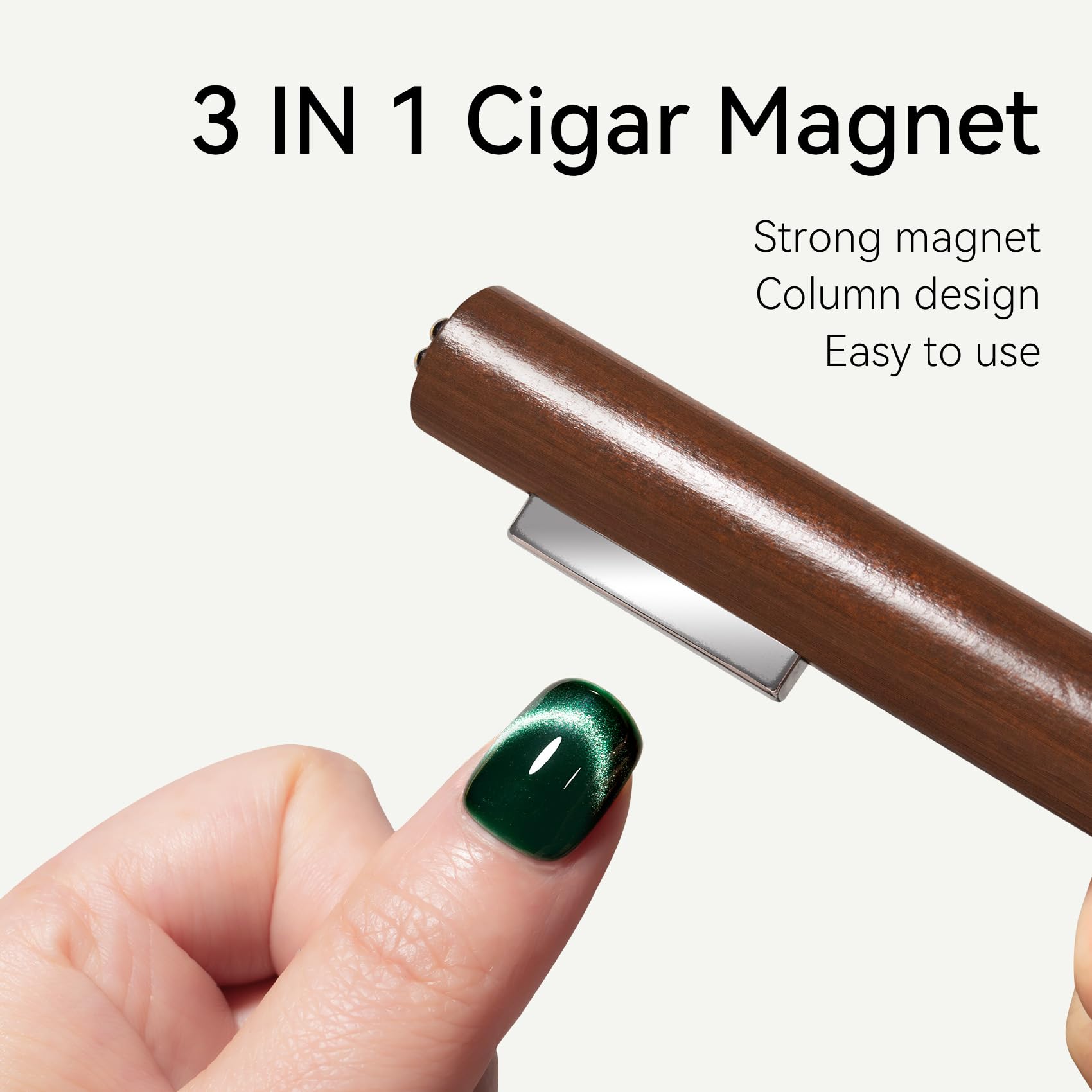 MAYCHAO 3-in-1 Cat Eye Magnet for Nails - Cigar Shape Cylindrical Nail Art Tool with Strong Suction for Gel Polish | Multi-Function Nail Magnet for DIY Manicures at Home | Perfect for Salon-Quality Nail Designs & Professional Nail Art