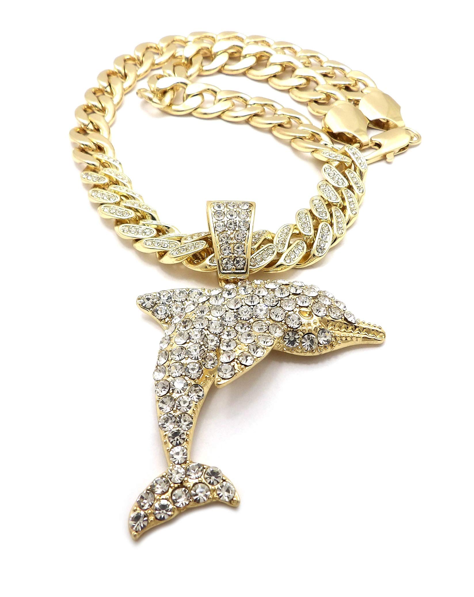 Gold Plated Dolphin Pendant & 11mm 20
