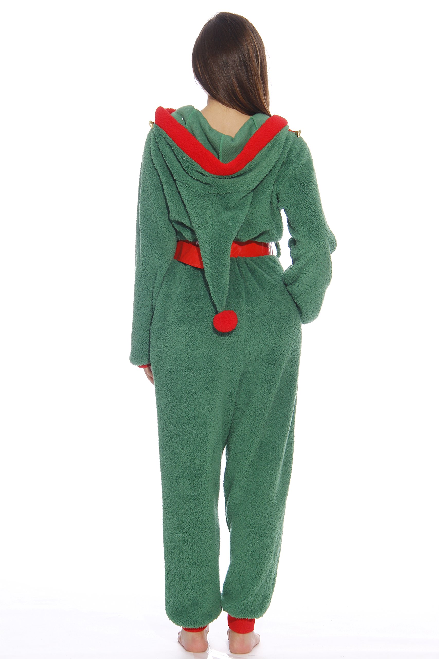 Festive Women's Sherpa Christmas Onesie Pajamas - Cozy One-Piece Adult Sleepwear for Holiday Parties & Winter Lounging