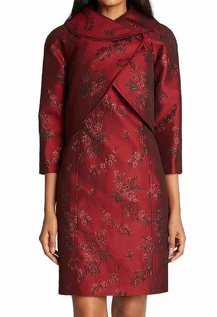 Tahari ASL Women's Floral Wrap Jacket and Dress Set - Elegant Two-Piece Outfit for Work, Wedding & Special Occasions | Plus Size Options Available