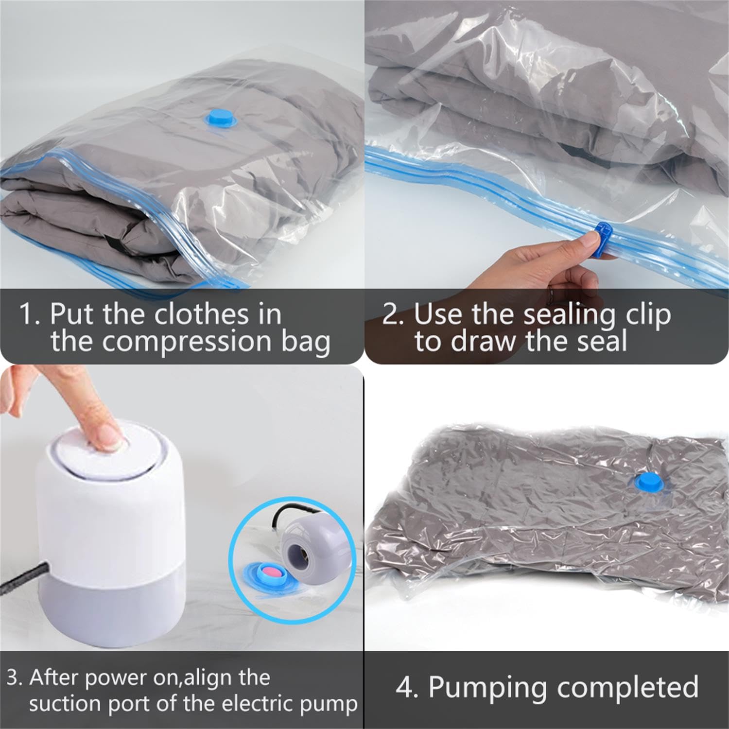 Electric Air Pump for Vacuum Storage Bags - Portable Space Saver Pump for Clothes, Quilts & Compression Bags | Compact & Powerful for Travel, Home Storage & Moving (Storage Bags Not Included)