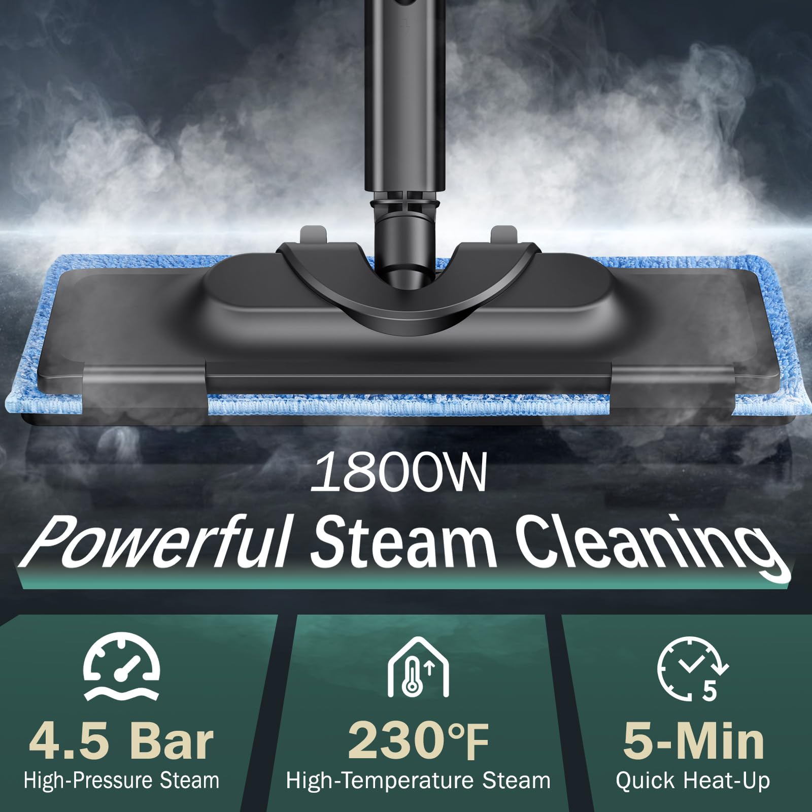 1800W Powerful Multipurpose Steam Cleaner with 28 Accessories - 1.5L Tank Chemical-Free Heavy Duty Steamer for Floors, Tile, Grout, Couch & Car - Perfect for Deep Cleaning Homes, Kitchens & Bathrooms