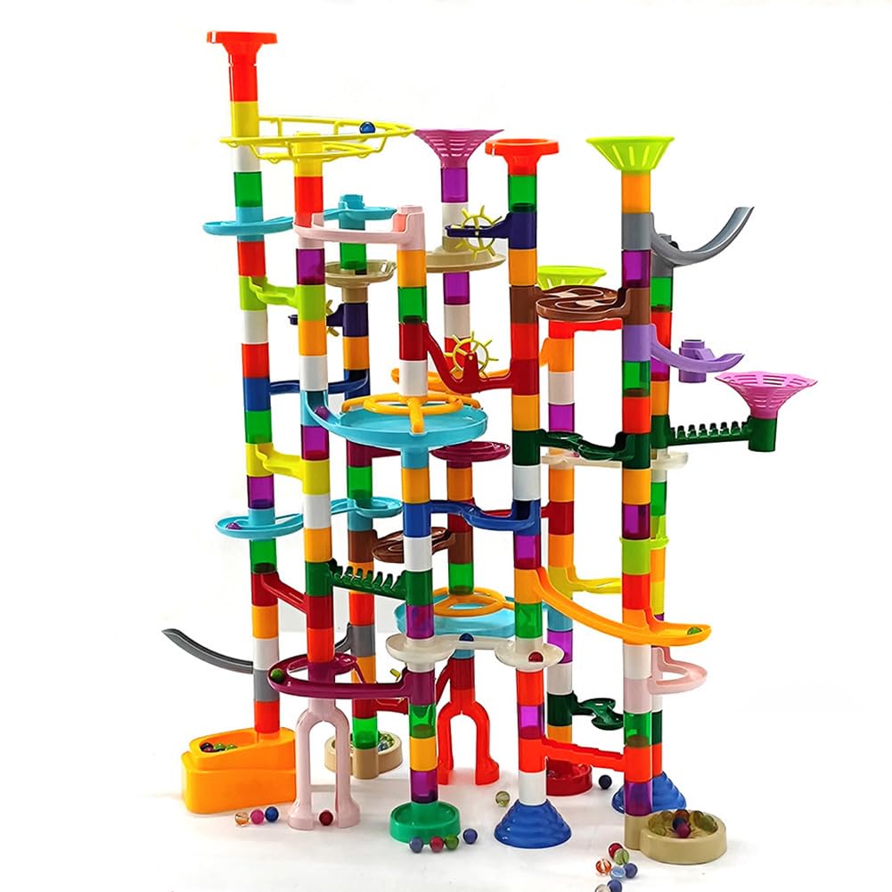 150PCS Marble Run Building Toy Set - STEM Educational Marble Maze Race Game with 30 Glow Marbles, Creative Construction Toy for Kids Boys & Girls - Perfect for Indoor Play, Birthday Gifts & Classroom STEM Activities