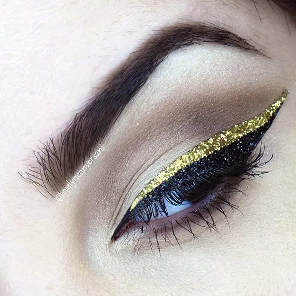 40pcs Reusable Eyeliner Stickers - Waterproof & Smudgeproof Eye Shadow Template for Cat Eye & Double Eyelid Makeup | Precise Eyelid Line Stick for Perfect Winged Liner | Ideal for Daily Use, Parties & Special Occasions (Gold)