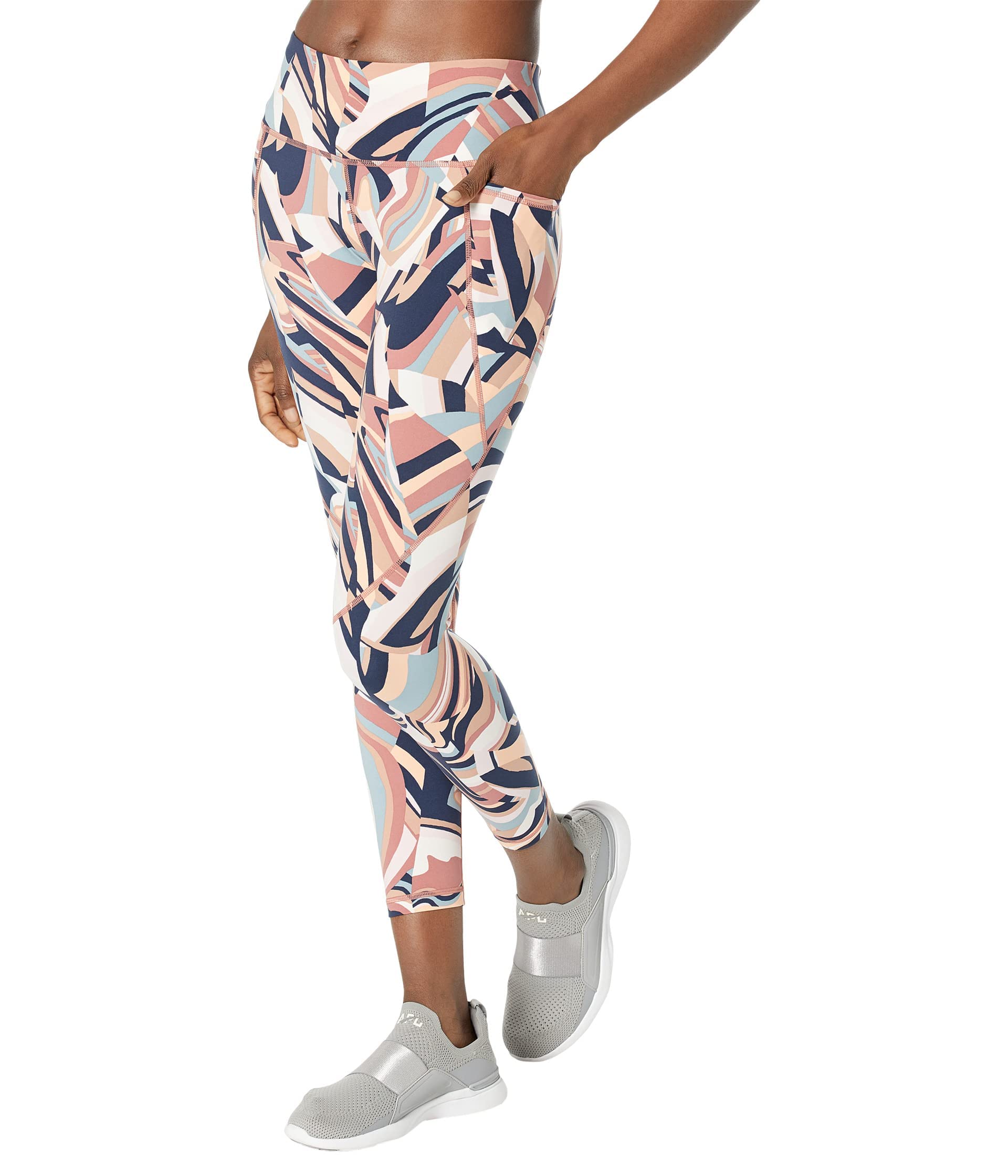 Sweaty Betty Women's Power 7/8 High-Waisted Workout Leggings - Pink Marble Print - Moisture-Wicking & Squat-Proof Yoga Pants for Gym, Running & Fitness Training
