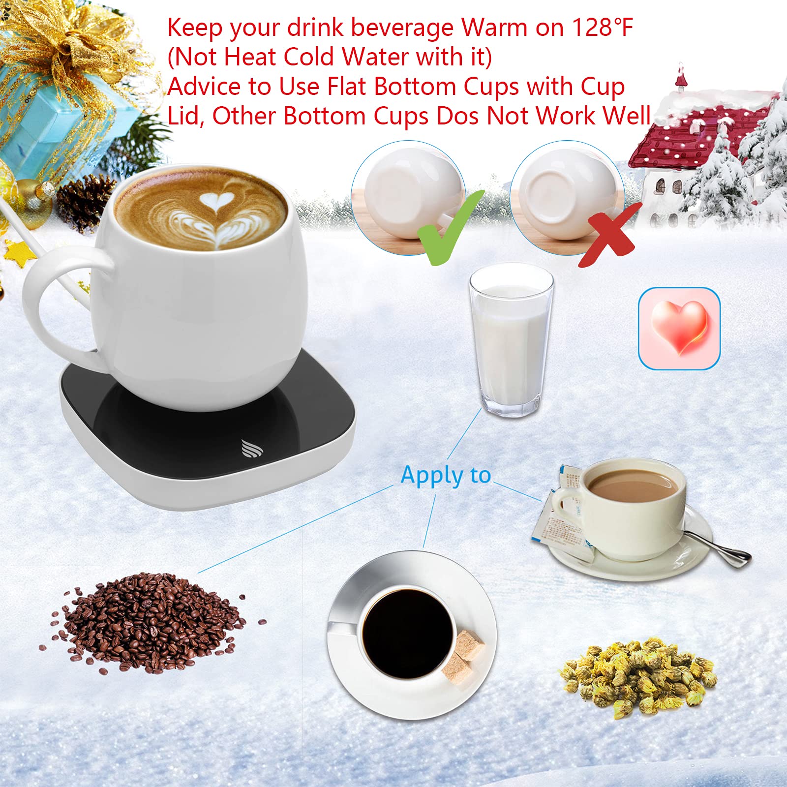 Electric Coffee Mug Warmer for Desk with Auto Shut Off - USB Powered Beverage Warmer for Coffee, Tea, Milk & Cocoa - Perfect for Office, Home & Dorm Use