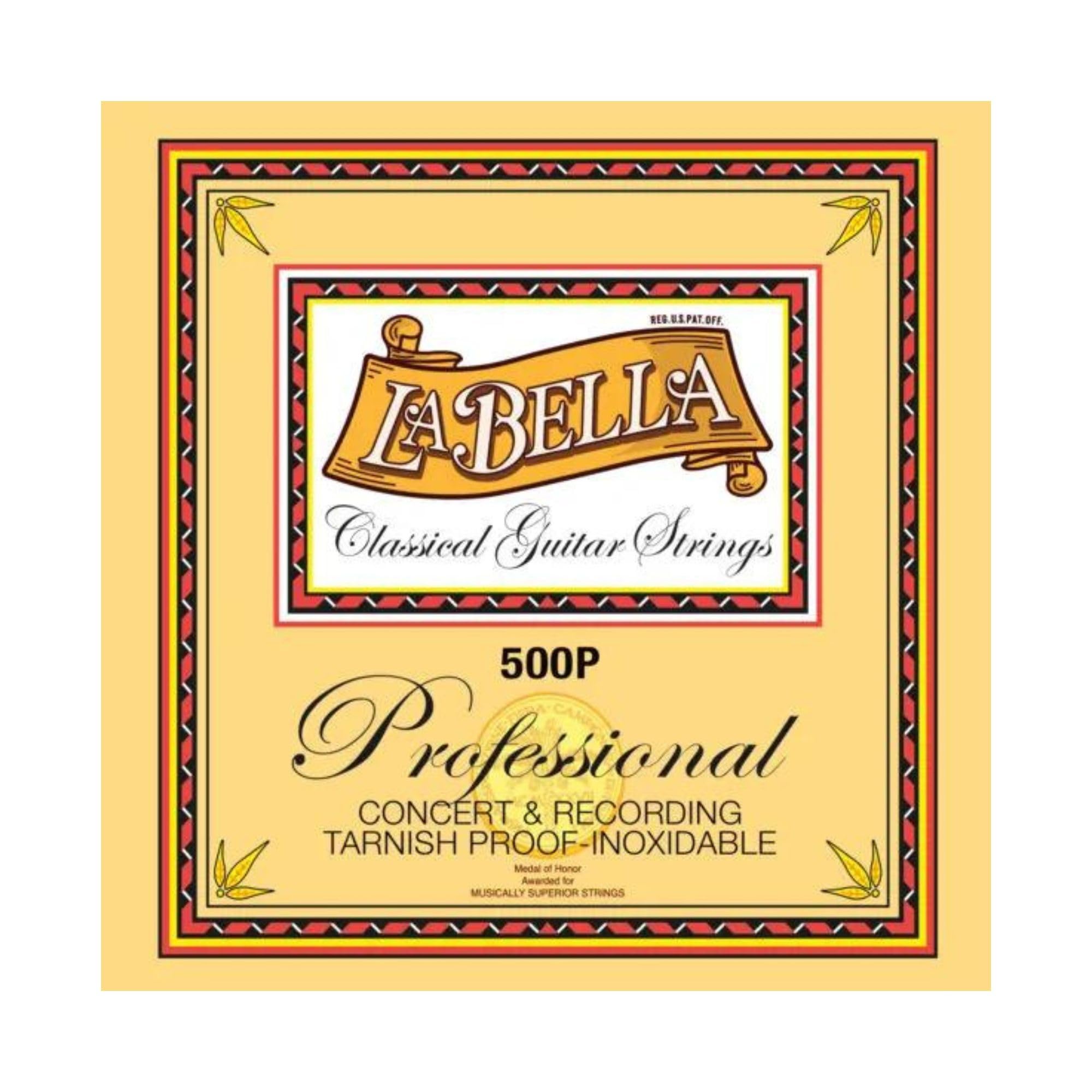 La Bella 500P Professional Tarnish-Resistant Stainless Steel Classical Guitar Strings (29-43) - Perfect for Concert Performances & Studio Recording
