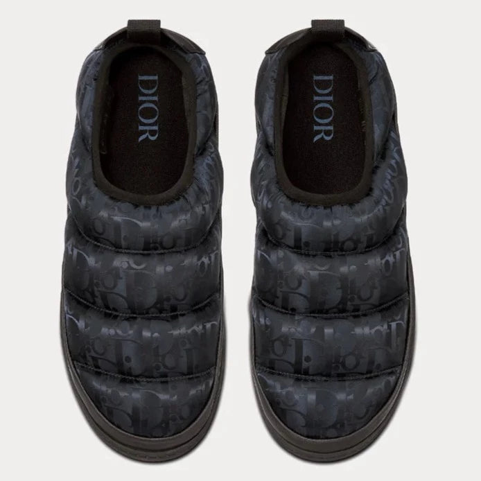 Dior Quilted Oblique Snow Slippers for Women - Luxury Winter House Shoes with Monogram Design - Perfect for Home, Lounge & Cold Weather Comfort