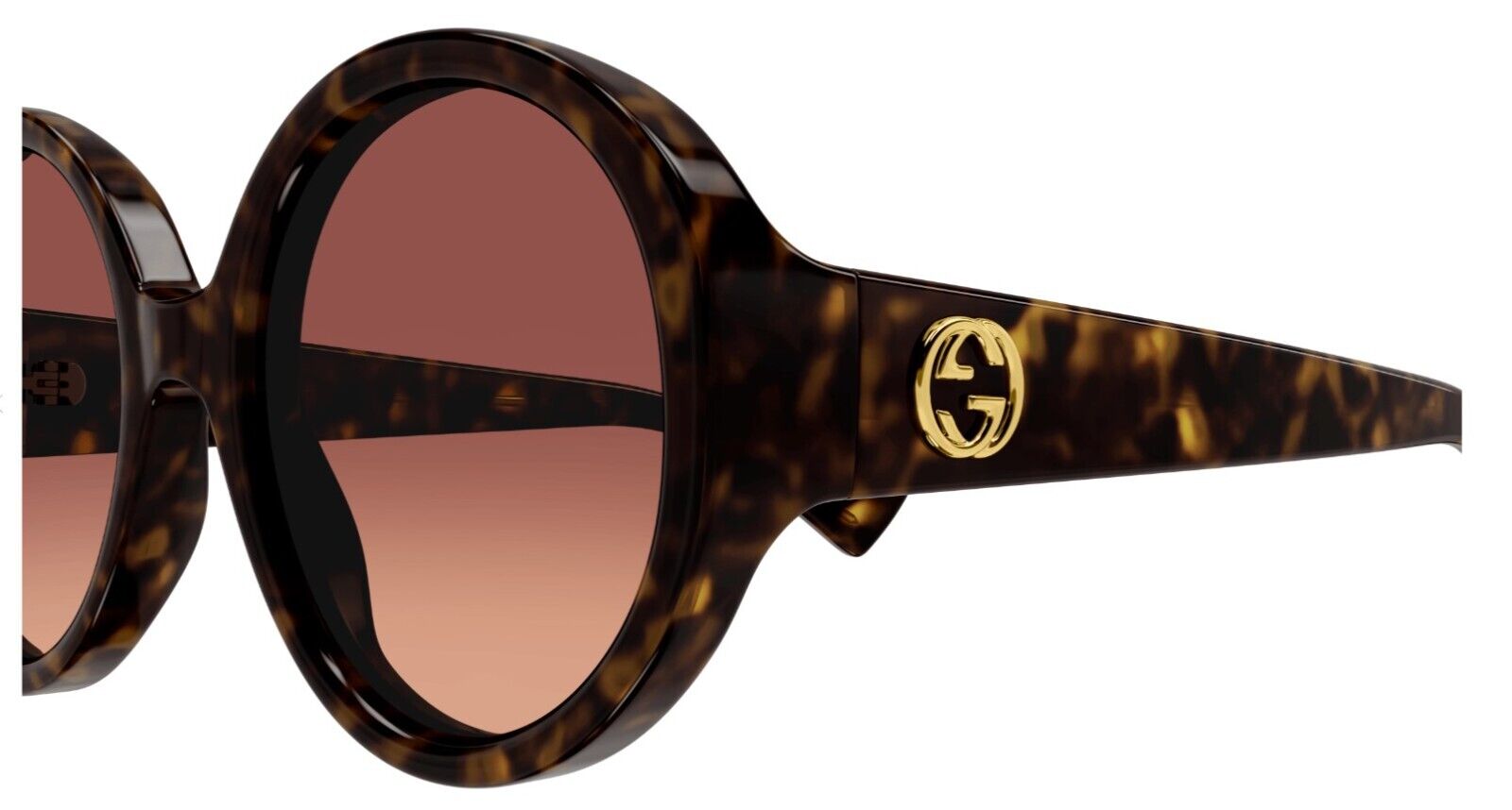 Gucci GG1256S 002 Havana/Red Double Gradient Oversized Round Women's Sunglasses – Stylish UV Protection for Beach, Driving & Fashion Outfits