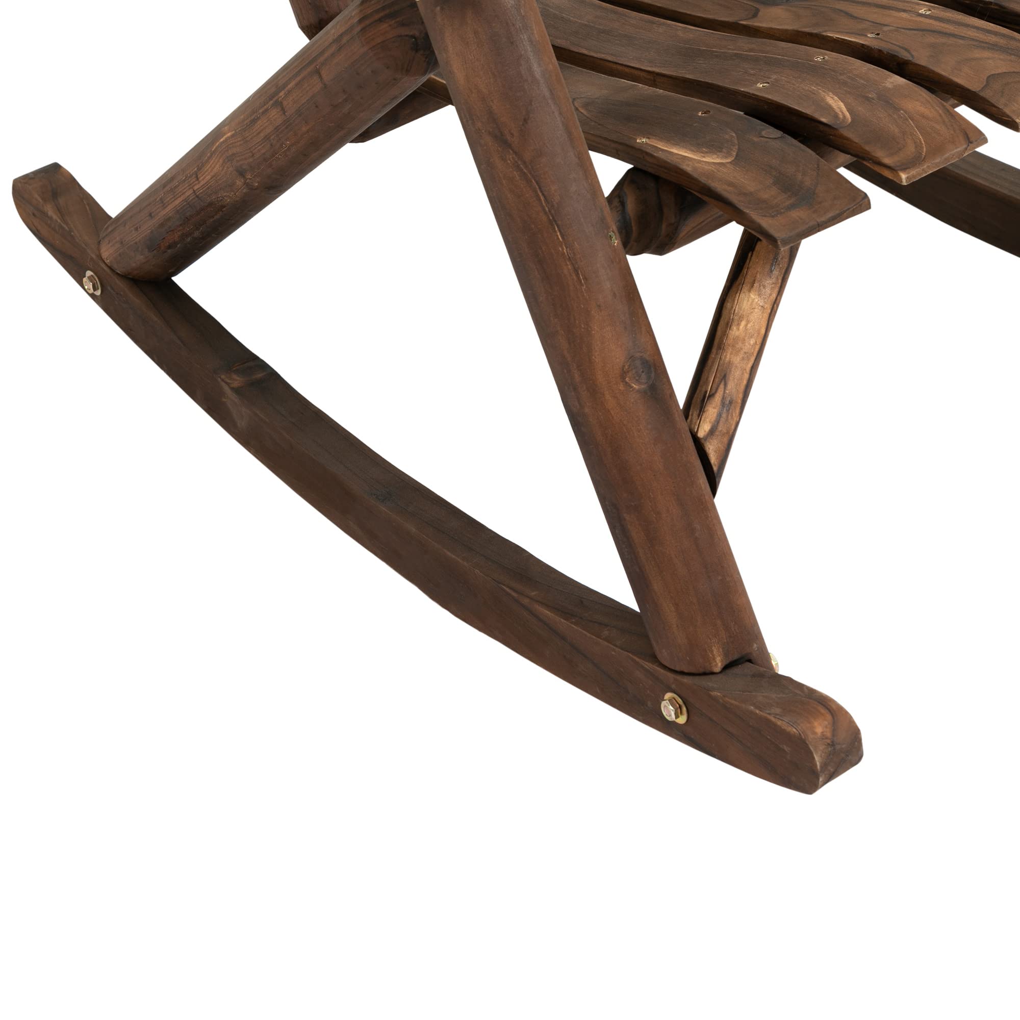 Outsunny Outdoor Wooden Rocking Chair - Single-Person Adirondack Rocking Patio Chair with Rustic High Back & Slatted Seat - Perfect for Garden, Backyard, Porch, Deck & Indoor Use - Carbonized Finish - Comfortable Relaxation Chair for Reading & Lounging