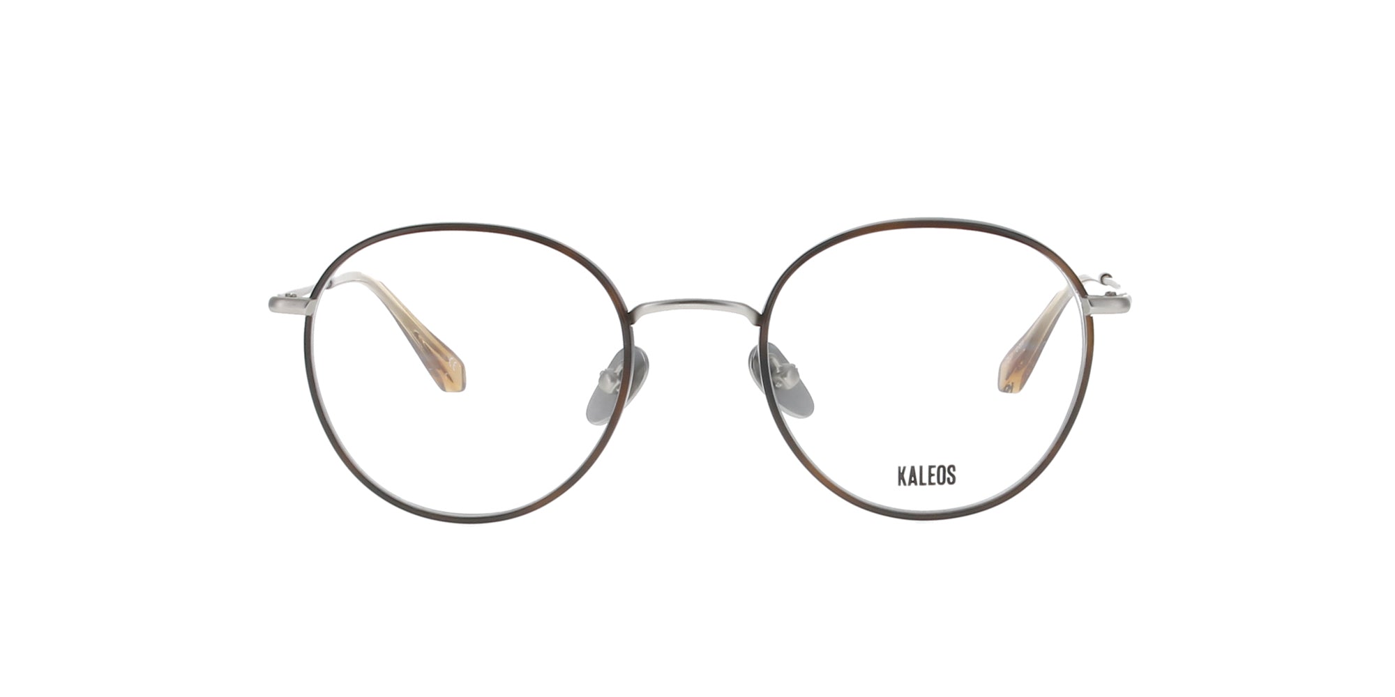 Stylish Havana Brown & Silver Round Metal Kaleos Eyeglass Frames for Men & Women - Perfect for Reading, Driving, and Fashion Accessories