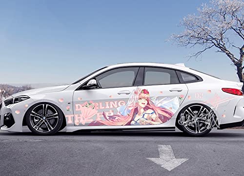 Zero Two Darling in The FranXX Anime Car Stickers - Left & Right Side Sunscreen Decals for Cars - Universal Otaku Gift (Left Door Sticker) - Perfect for Anime Fans & Car Enthusiasts
