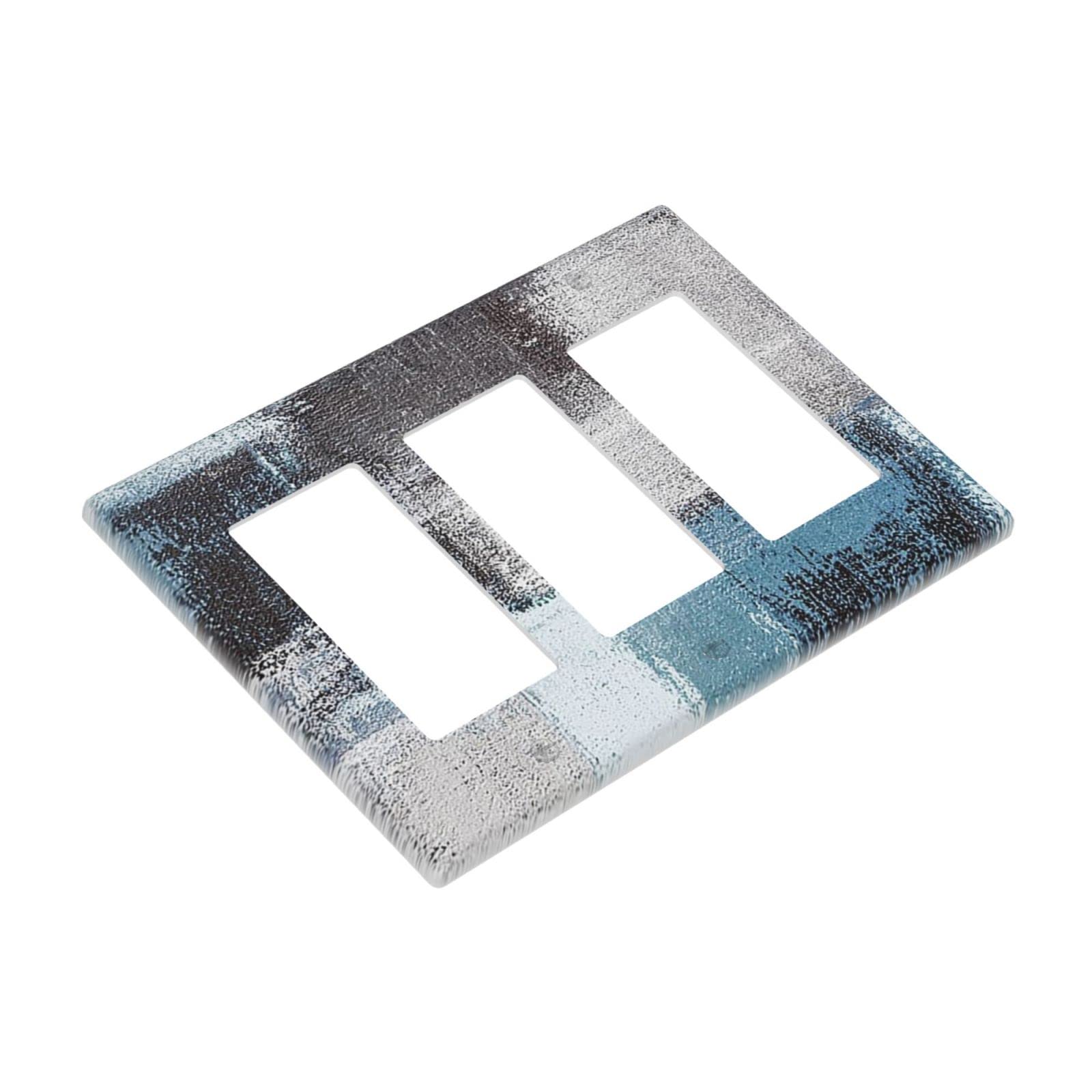 Abstract Blue Gray Black Triple Rocker Light Switch Cover - Decorative 3 Gang Wall Plate for Home & Office - Funny Lightswitch Faceplate 4.5 x 6.38 Inch - Perfect for Living Room, Bedroom, Kitchen & Modern Interior Design