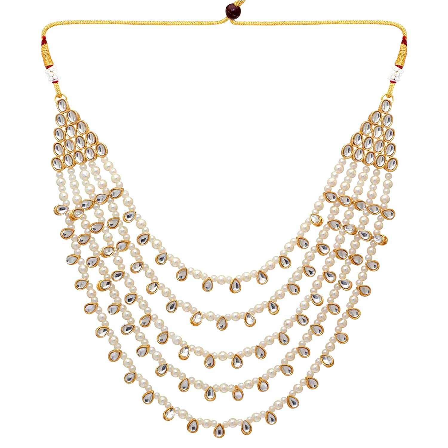 Aheli Beaded Necklace and Earrings Set - Indian Traditional Bollywood Ethnic Jewelry for Women - Perfect Gift for Weddings, Parties, and Cultural Events