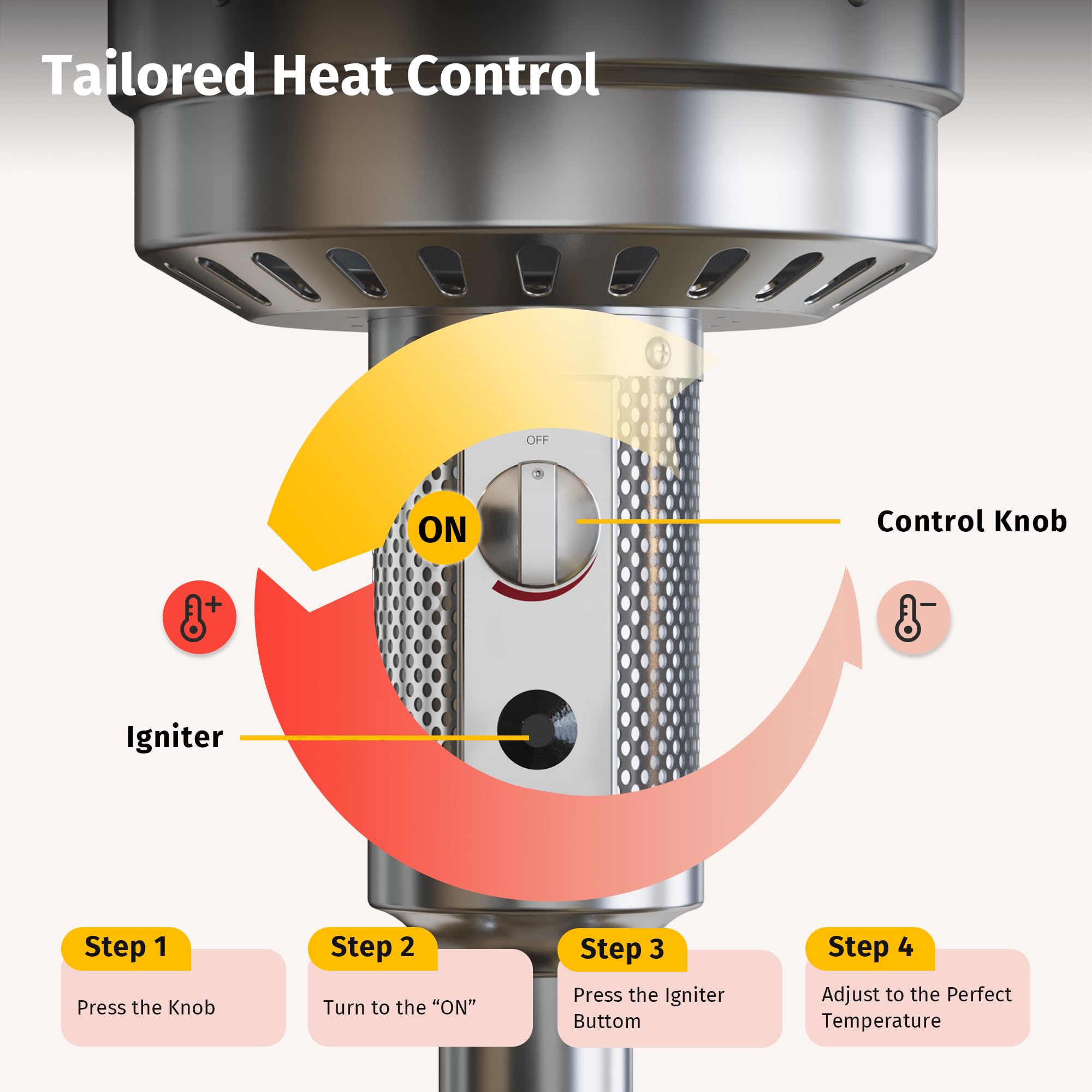 EAST OAK 55,000 BTU Outdoor Propane Heater with Round Table & Stainless Steel Burner - Portable Patio Heater with Wheels for Large Gardens, Restaurants, and Commercial Events - Perfect for Backyard Gatherings, Weddings, and Cold Weather Use - Carbon Black