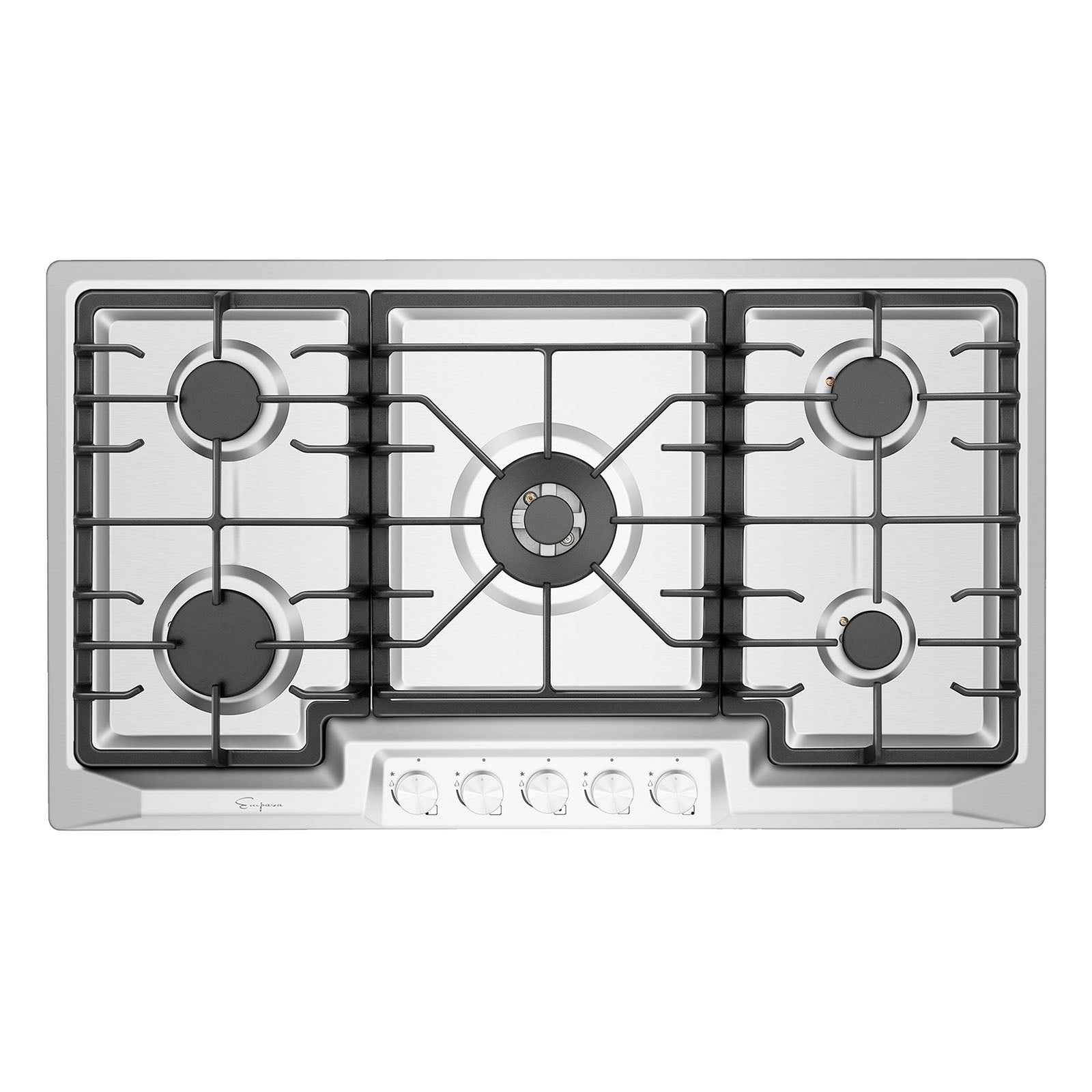 Empava 36-Inch 5-Burner Built-In Gas Cooktop - Stainless Steel, Sealed Burners (Model 36GC23) - Perfect for Modern Kitchens, Home Chefs & Entertaining