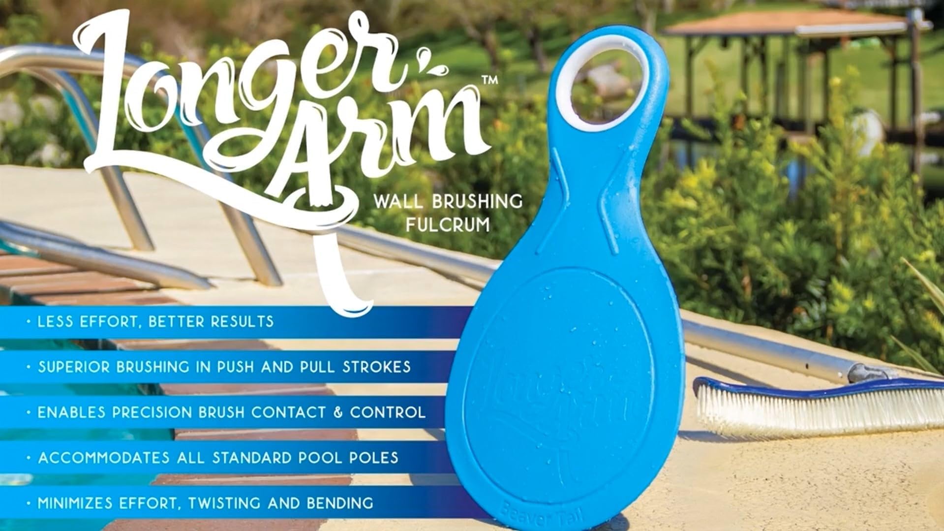 POOL BLASTER Brush Buddy Extended Arm - Premium Swimming Pool Wall Cleaner with Scrub Brush Head | Ideal for Deep Cleaning Pool Walls & Corners | Perfect for Pool Maintenance Kits & Weekly Cleaning Routines