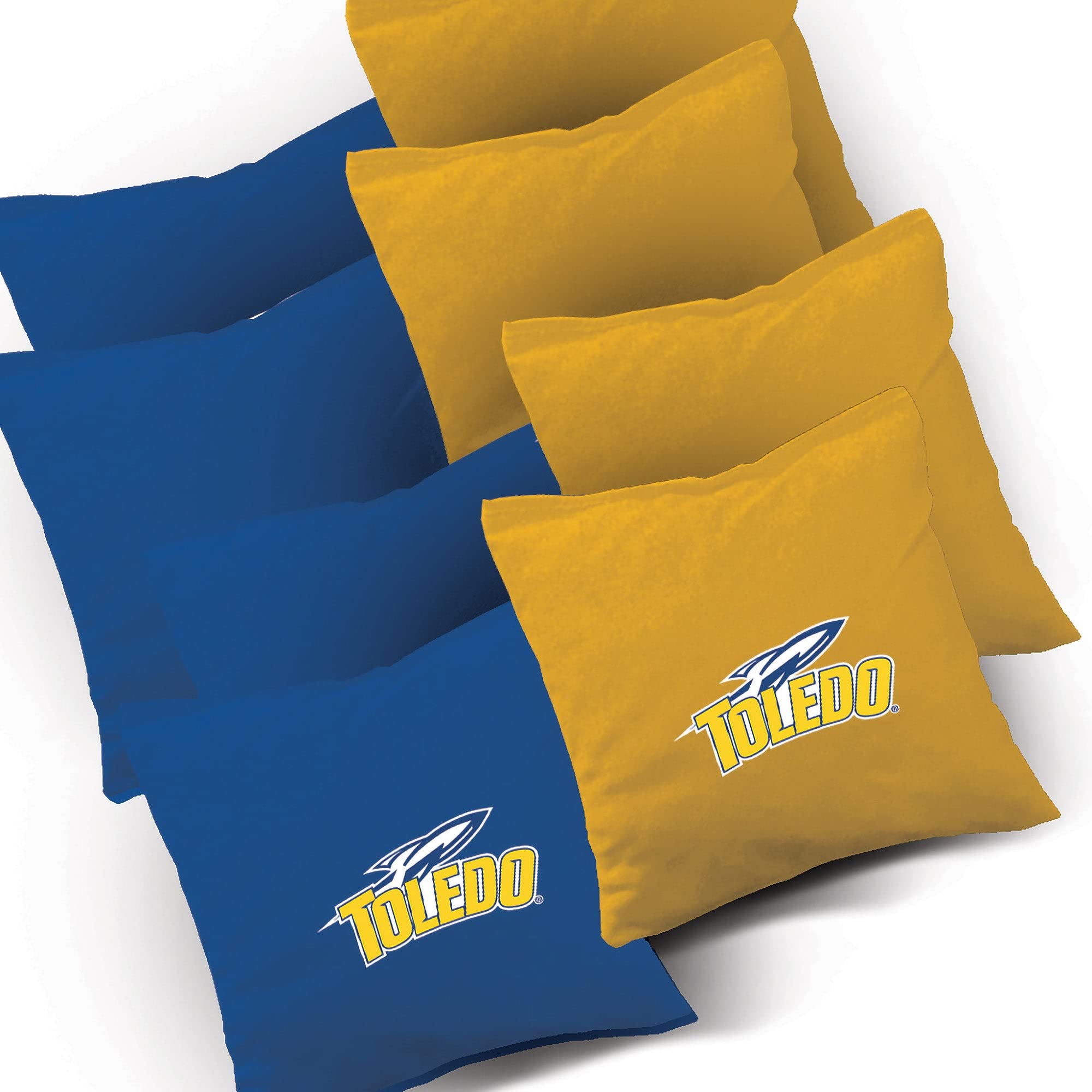 Custom Toledo Stained Striped Cornhole Board Set with Team Logo - Regulation Size Outdoor Bean Bag Toss Game for Backyard, Tailgating & Parties