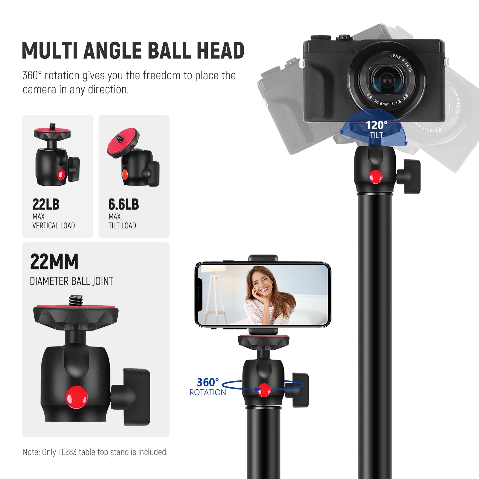 NEEWER TL283 2-Pack Adjustable Camera Desk Mount Stand for DSLR, Webcam, Phone - Perfect for Streaming, Video Calls & Content Creation