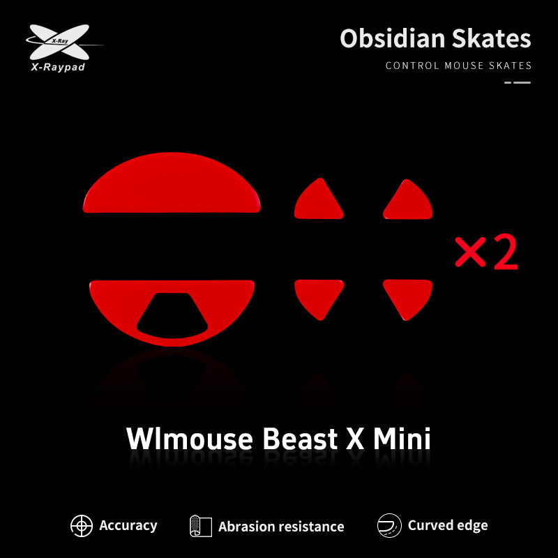 X Raypad Obsidian Mouse Skates for WLmouse Beast X Mini - Ultra Smooth PTFE Mouse Feet for Gaming - Perfect for FPS, MOBA & Esports Tournaments