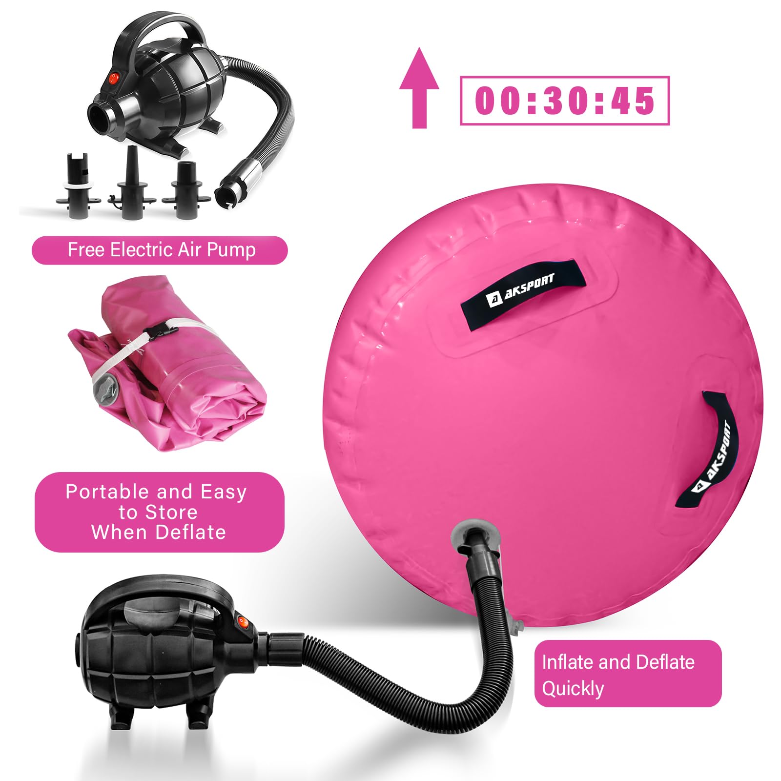AKSPORT Inflatable Air Roller for Gymnastics Training - Backbends, Back Handsprings & Tumbling Practice with Electric Pump - Perfect for Home, Yoga, Cheerleading & Back Walkovers - Great for Stretching, Flexibility & Acrobatic Exercises