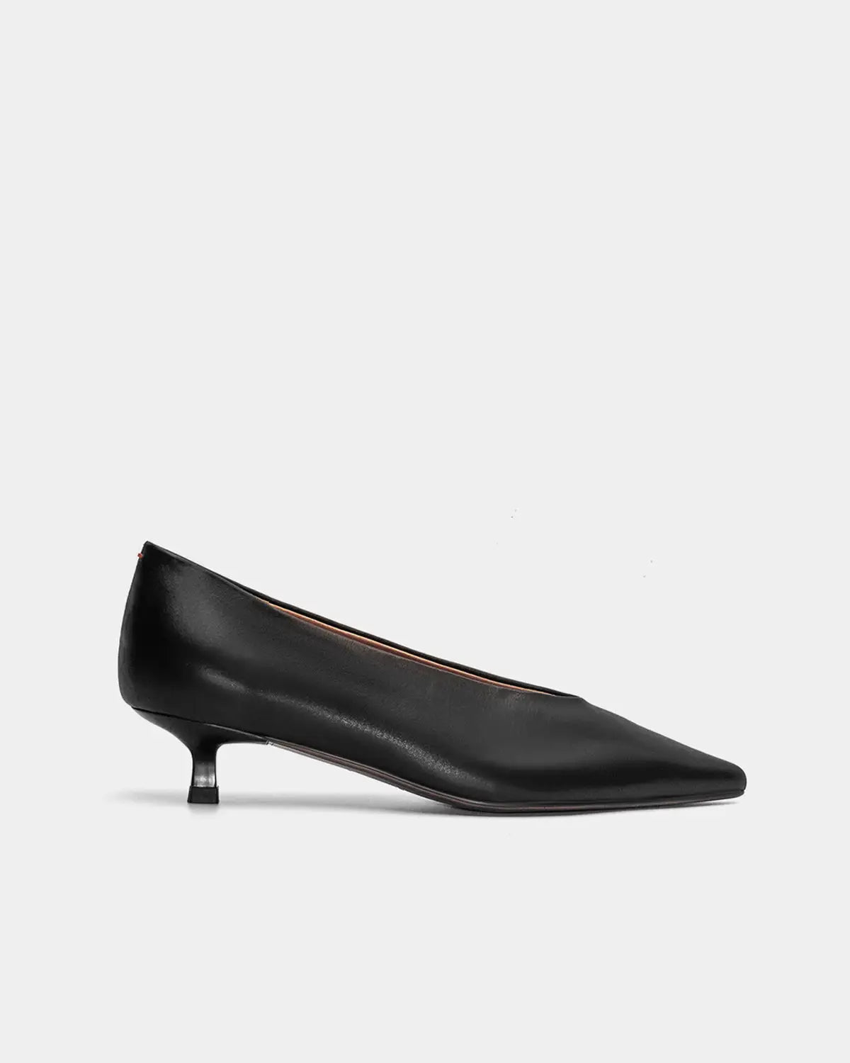 Elegant Black Calfskin Kitten Heel Pumps for Women - Comfortable Low Heel Dress Shoes for Office, Wedding & Evening Events