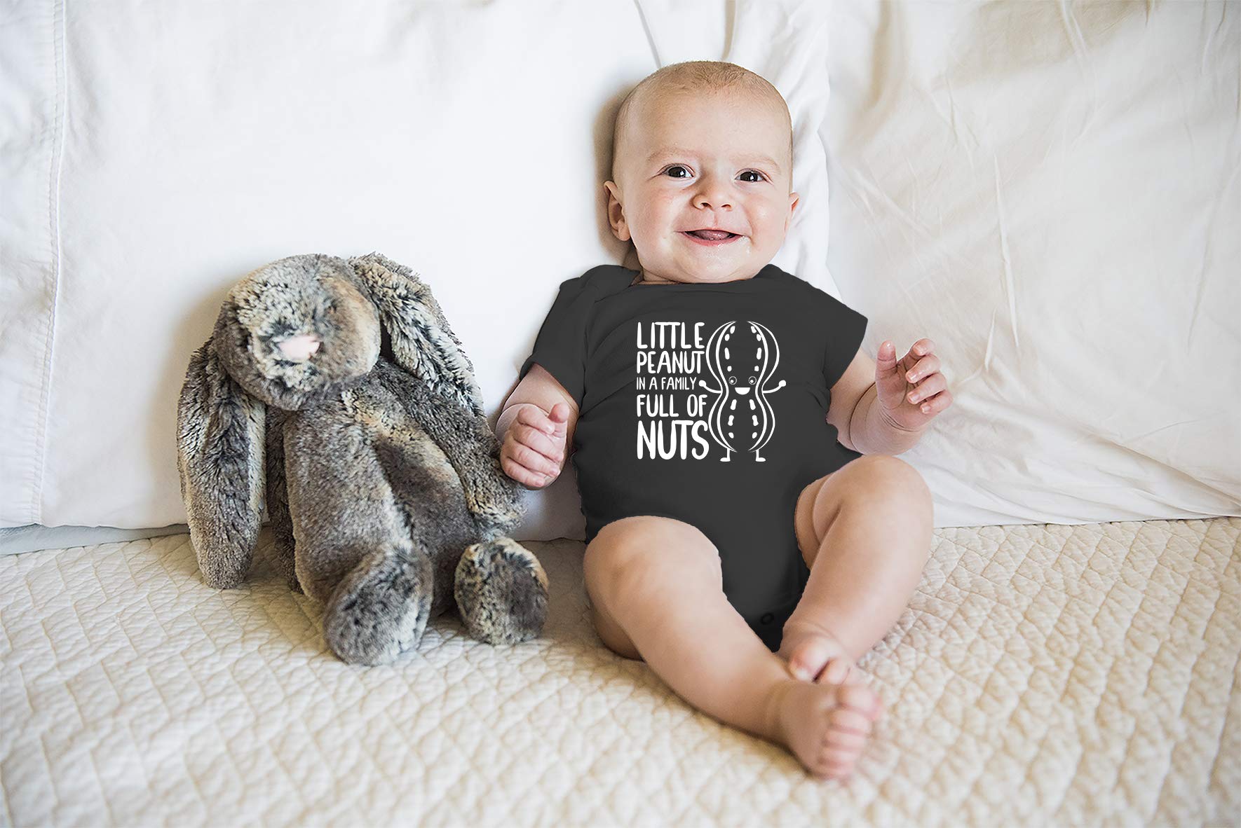 Funny Baby Bodysuit - Little Peanut In A Family Full Of Nuts - Cute Baby Boy Clothes for Newborns & Infants - Perfect for Family Photos, Playdates & Everyday Wear