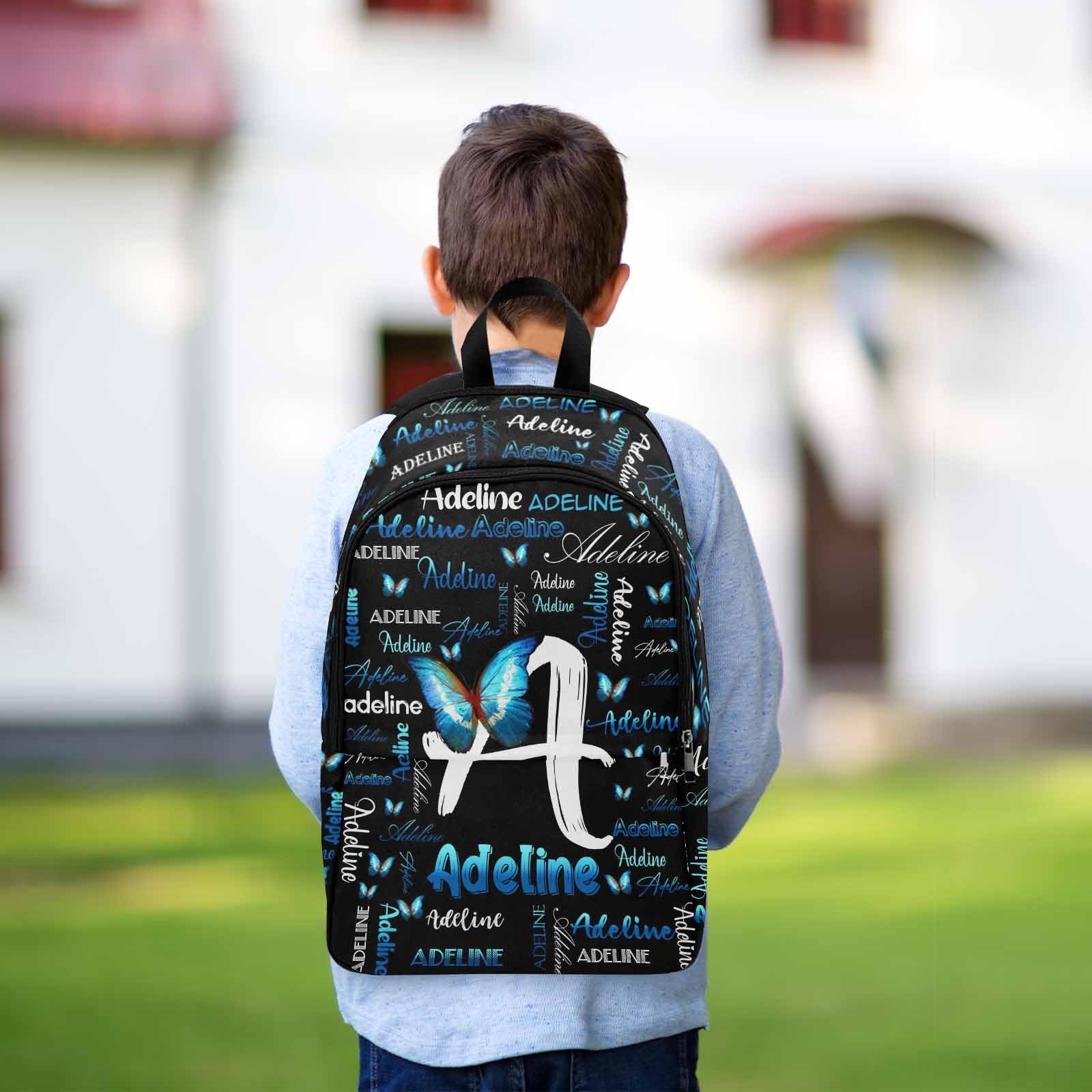 Custom Kids Backpack with Personalized Name - Blue Initial School Bag for Boys & Girls, Durable Daypack for Travel, School, Picnic & Laptop Use | Perfect Gift for Daughter, Son & Teens