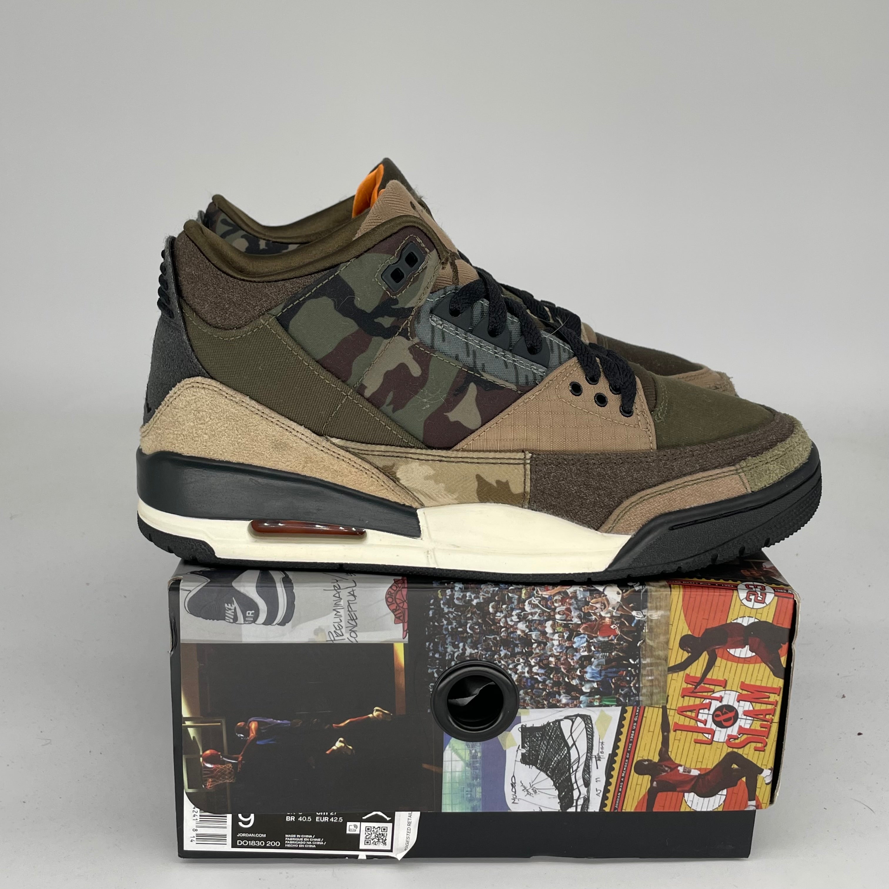 AIR JORDAN 3 PATCHWORK CAMO Sneakers - Men's Size 9 (DO1830-200) | Retro Basketball Shoes for Streetwear & Casual Outfits