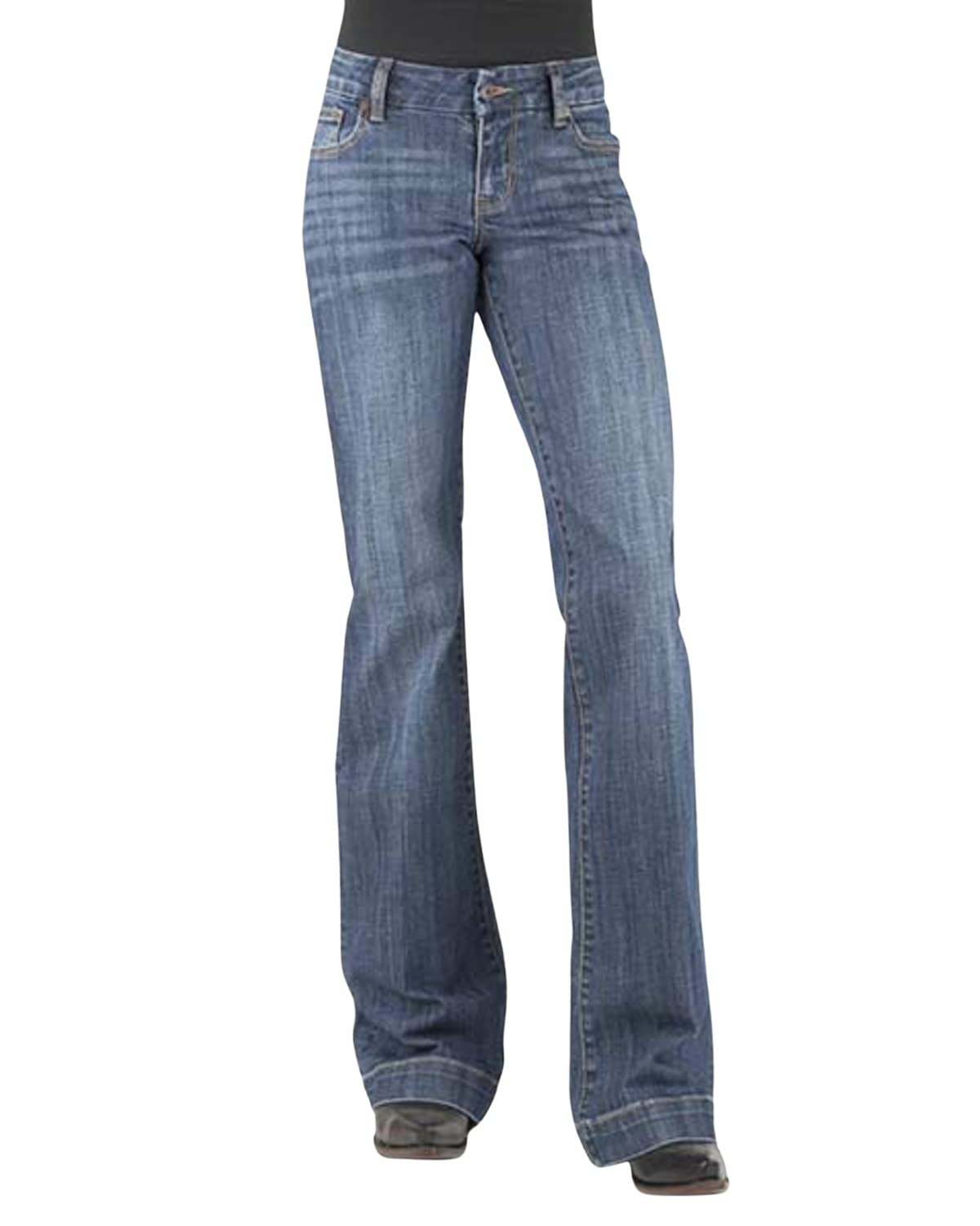 Stetson Women's 214 Medium Wash Blue Pieced Pocket Trouser Leg Jeans - Size 4 (34) - Perfect for Casual Wear, Office Outfits & Everyday Comfort