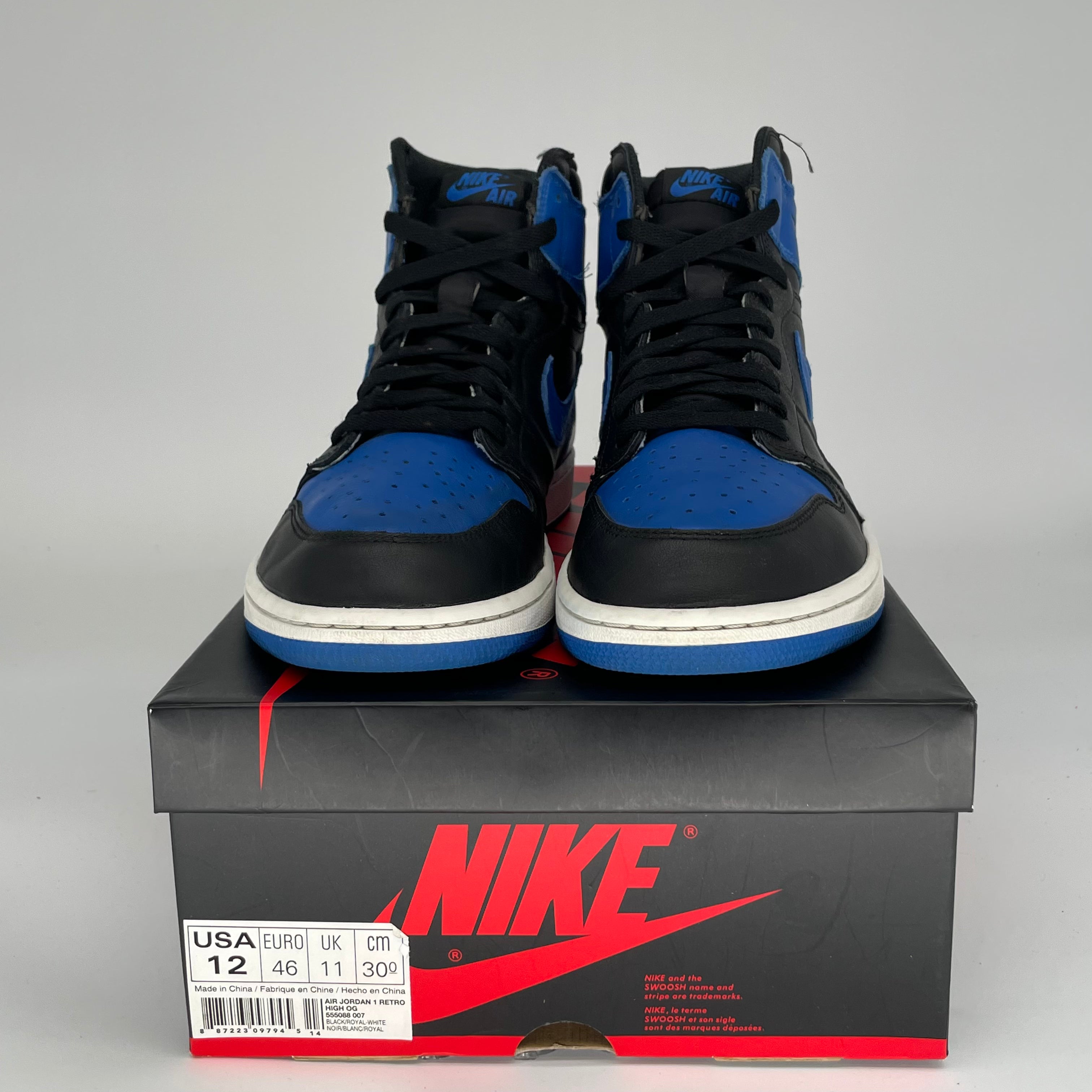 Original Air Jordan 1 Retro High OG 'Royal Blue' Men's Basketball Shoes Size 12 - Style 555088-007 | Classic Sneakers for Streetwear & Basketball Games