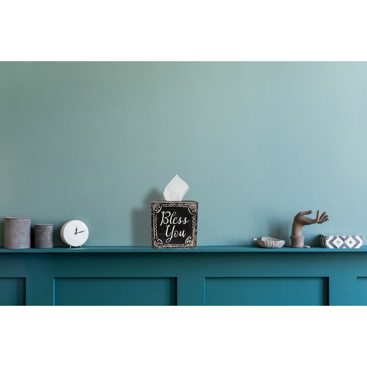 Bless You Black and White Wooden Tissue Box - Elegant Home Decor for Living Room, Bedroom, or Office | Premium Tissue Holder for Stylish Spaces