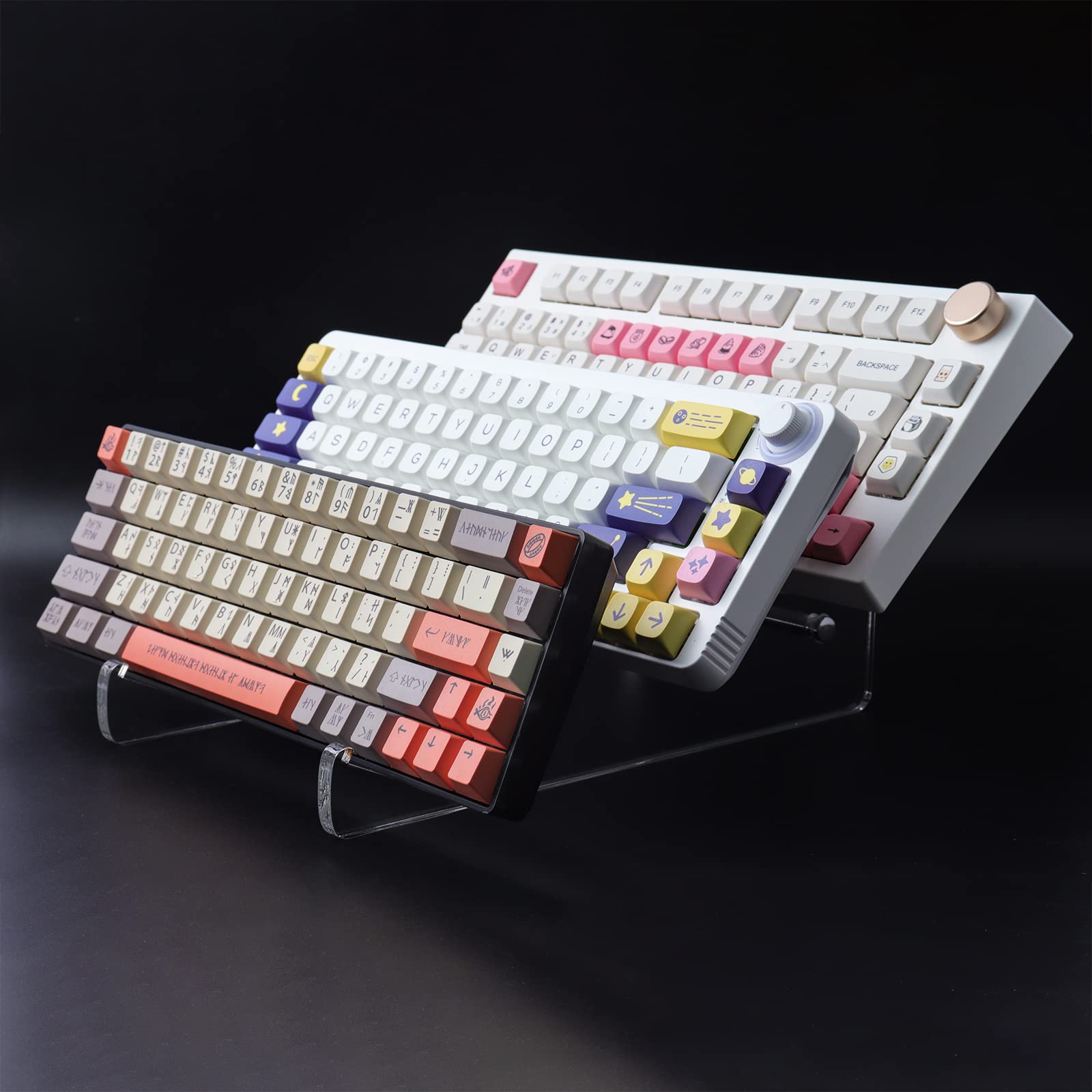 Hyekit 3-Tier Mechanical Keyboard Stand - Premium Clear Acrylic Display Rack for Gaming Keyboards - Perfect for Desk Organization & Streamer Setups
