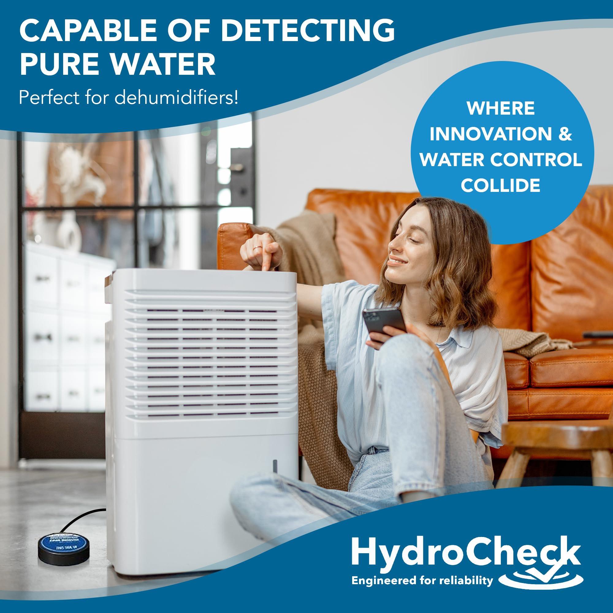 Smart Water Leak Detector Alarm - Home & Basement Flood Sensor | USA Made | Automatic Water Alarm for Pure Water | Ideal for Kitchen, Bathroom & Laundry Rooms (WaterWatcher)