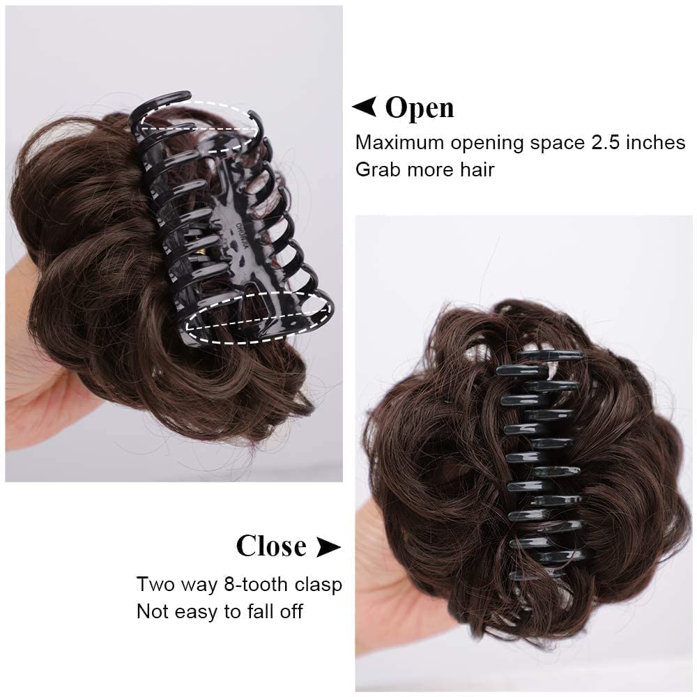 Brown Hair Bun Clutcher for Women & Girls | Artificial Bun Juda with Hair Clips | Hairstyling Tool & Accessory | Perfect for Updos, Ponytails & Special Occasions
