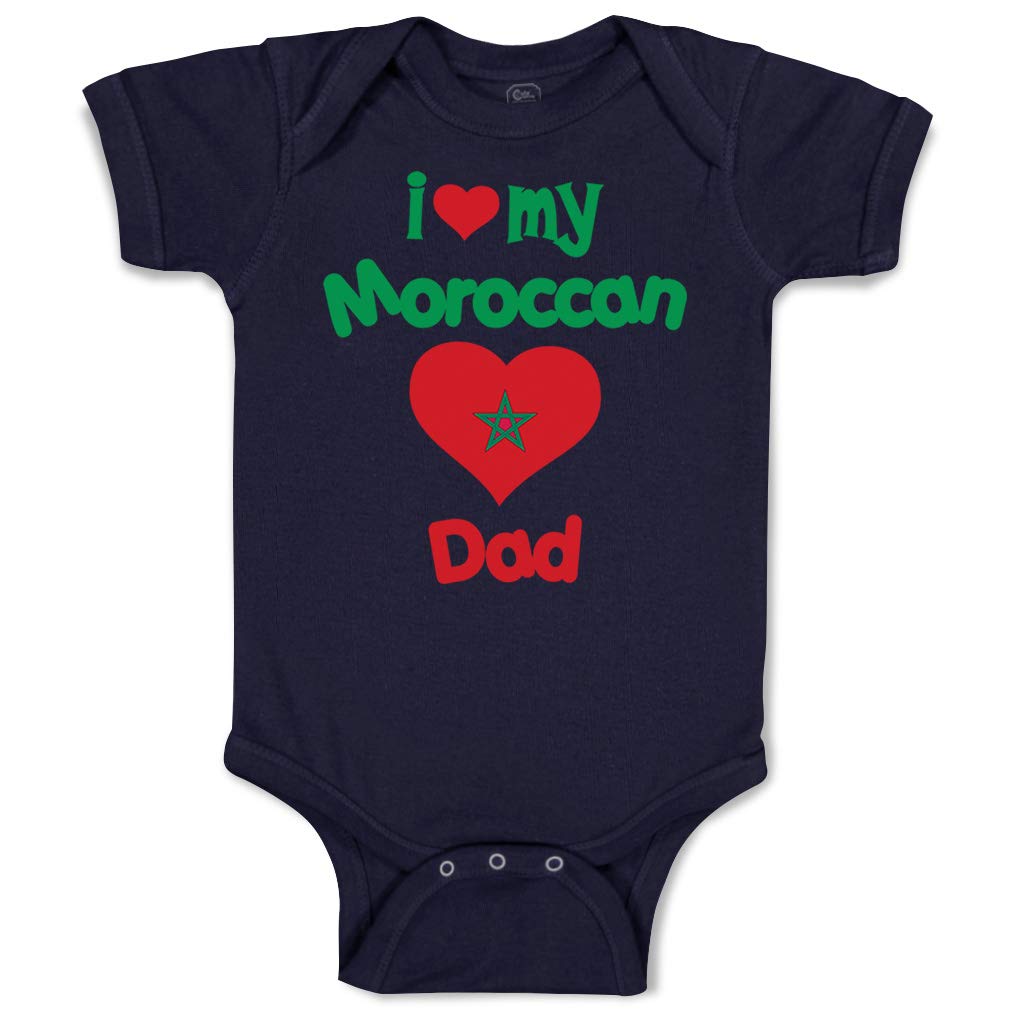 Cute Rascals Baby Bodysuit - Funny 'I Love My Moroccan Dad' Cotton Onesie for Boys & Girls - Navy Blue Newborn Outfit for Family Photos & Special Occasions