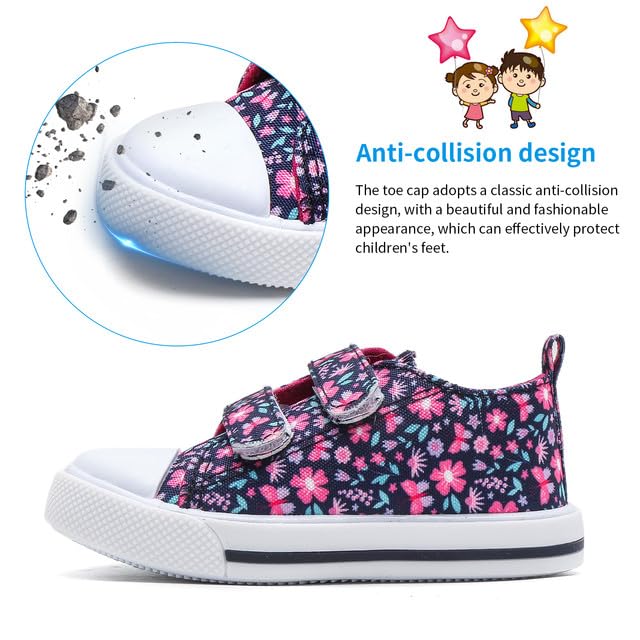 **Toddler Girls Canvas Sneakers - Cute Cartoon Hook & Loop Shoes for Kids - Perfect for Playtime, School & Everyday Wear**