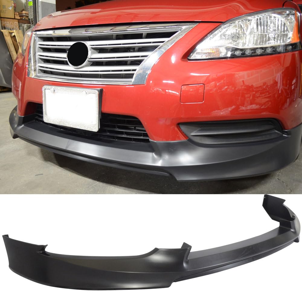 IKON MOTORSPORTS Black PP Front Bumper Lip Spoiler for 2013-2017 Nissan Sentra | Factory Style Under Chin Finisher | Enhances Aerodynamics & Sporty Look | Perfect for Car Enthusiasts & Street Racing