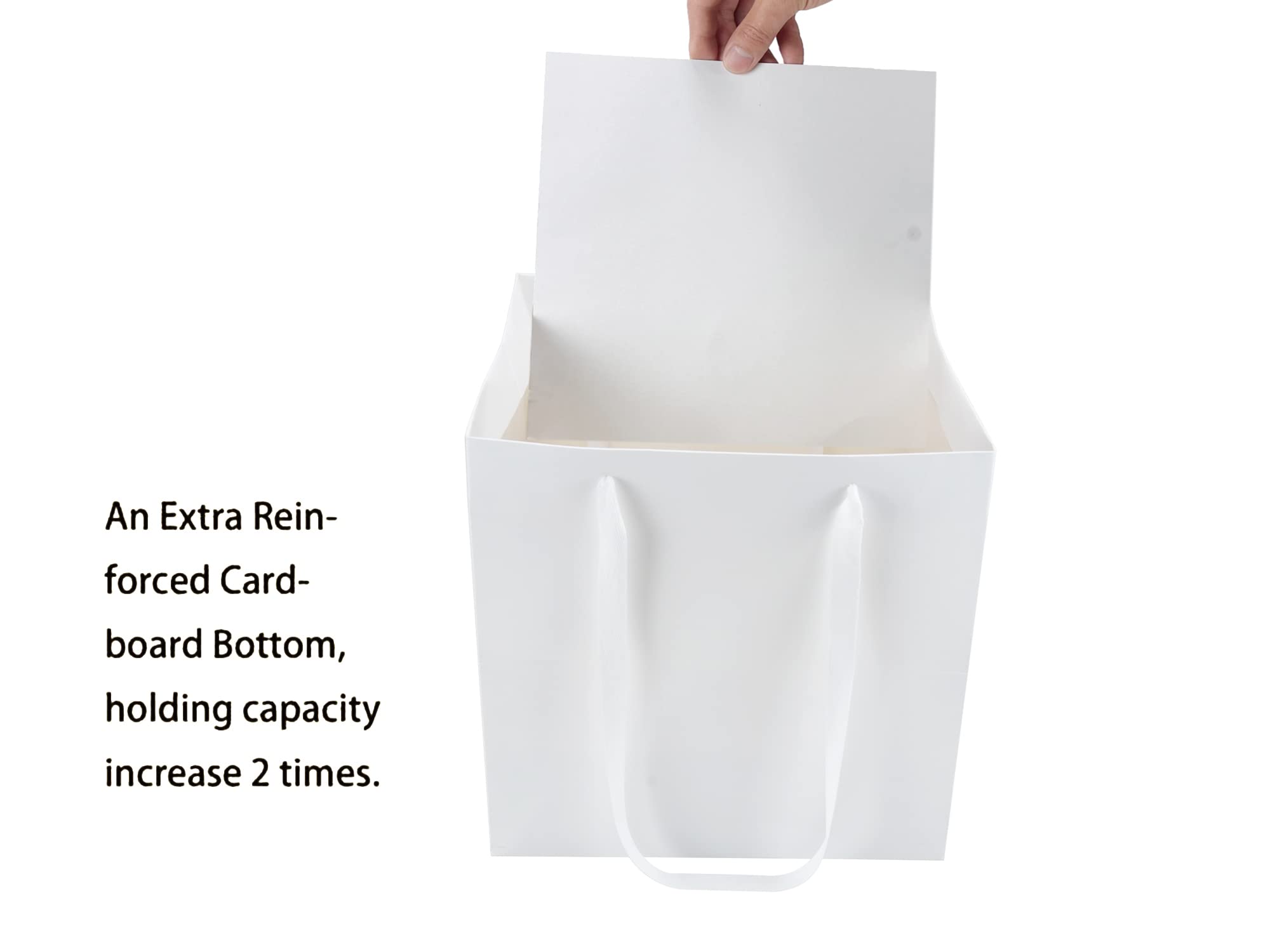HUAPRINT 12 Pack White Paper Gift Bags with Handles, 8x8x8 Inch Square Kraft Shopping Bags for Party, Birthday, Retail, Merchandise & Take-Out - Perfect for Favor Bags, Goody Bags & Bulk Packaging