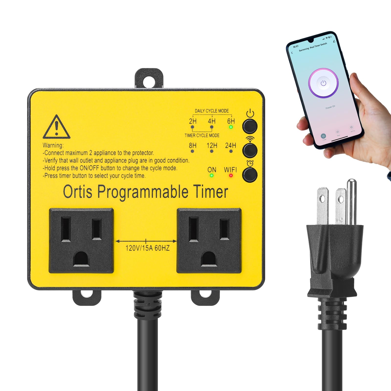 Ortis Smart WiFi Pool Timer Switch for Above Ground Pools - Remote Control via Smart Life App, Timer Scheduling for Swimming Pool Pumps, Filters & Landscape Lights - Perfect for Backyard, Garden & Outdoor Lighting Automation