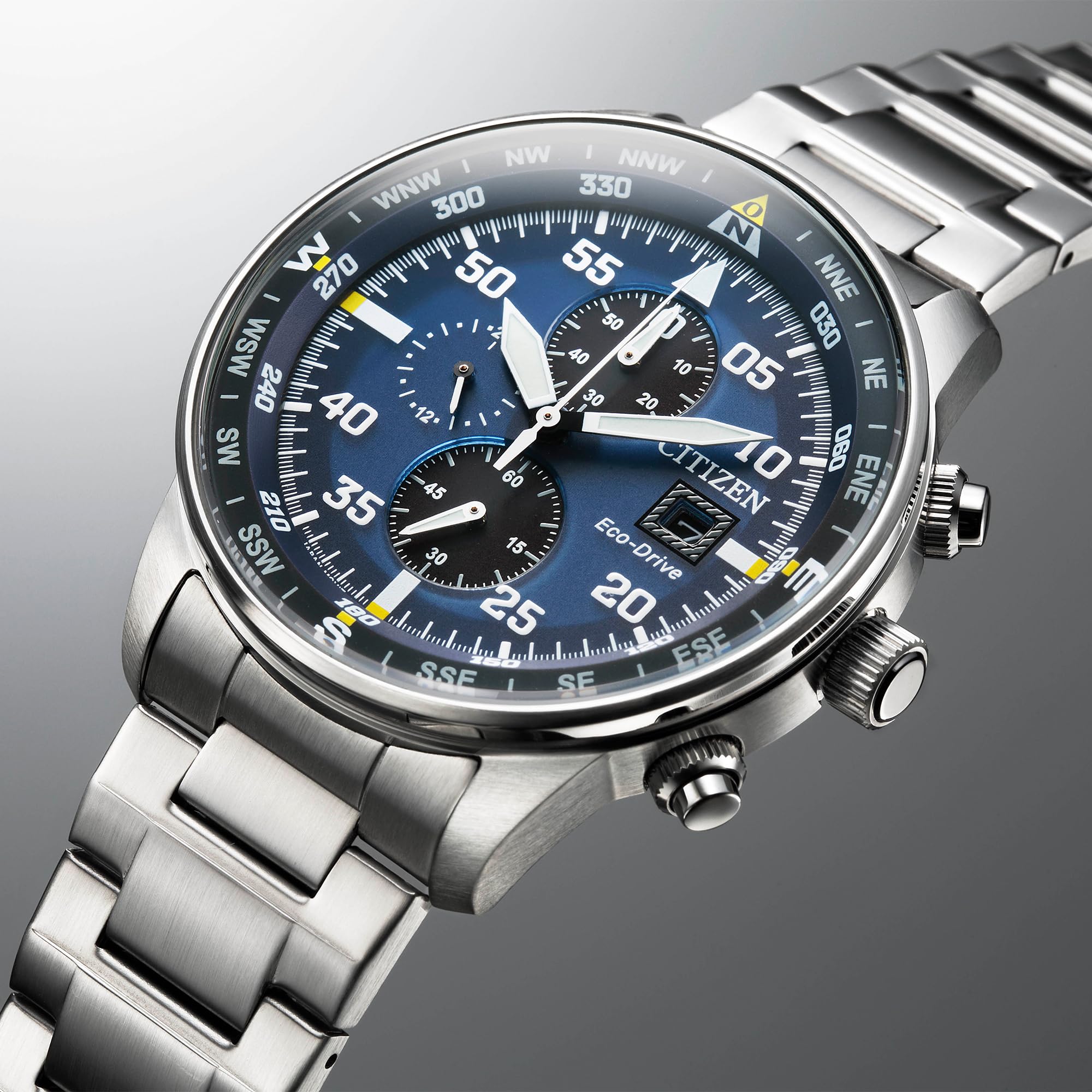 Citizen Men's Eco-Drive Chronograph Watch - Stainless Steel Waterproof Wristwatch for Business, Casual & Outdoor Activities