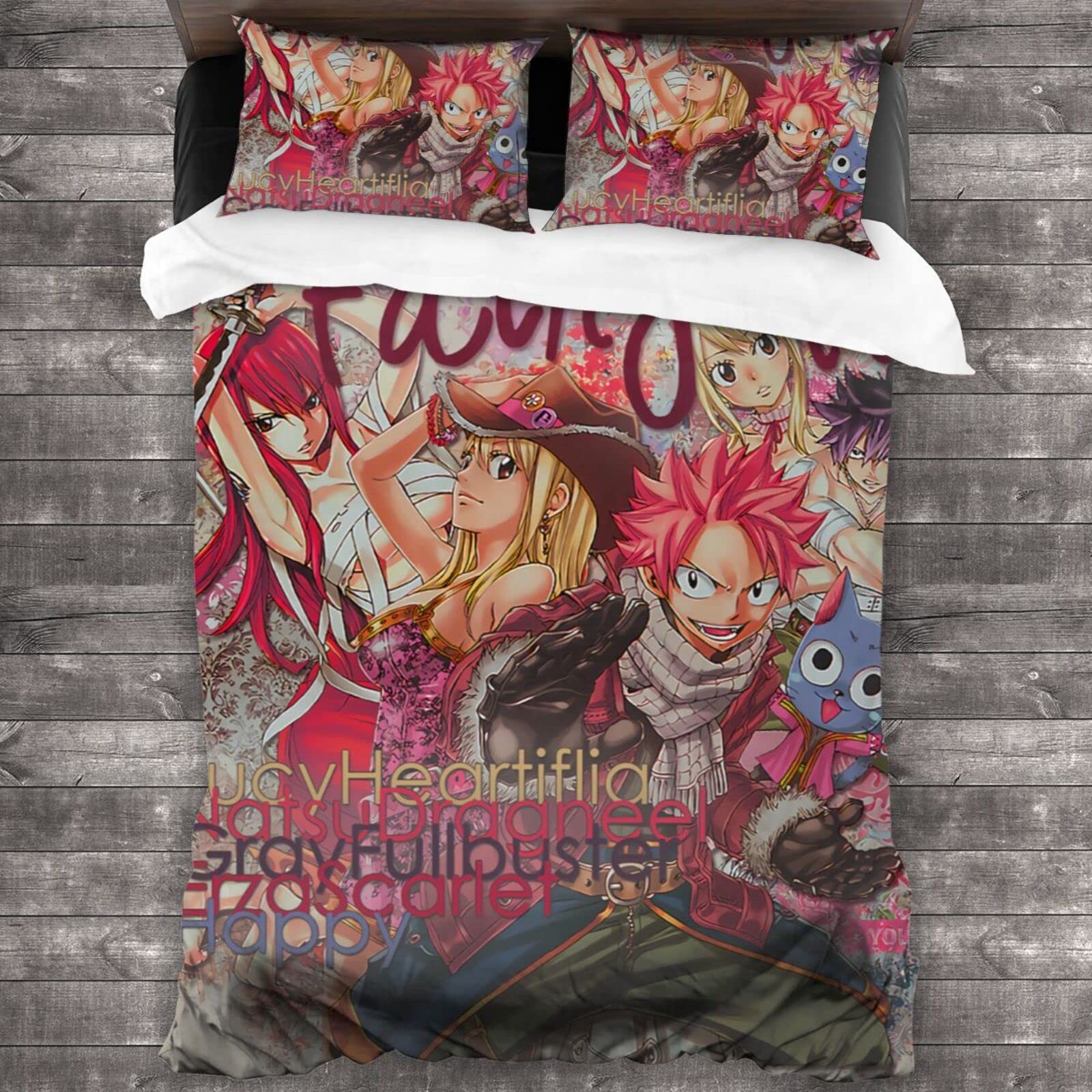 Fairy Tail Anime Bedding Set Full Size - 3 Piece Comforter Cover & Pillowcases for Kids, Boys & Girls - Soft Bedroom Decor - Perfect for Themed Rooms & Gift Giving