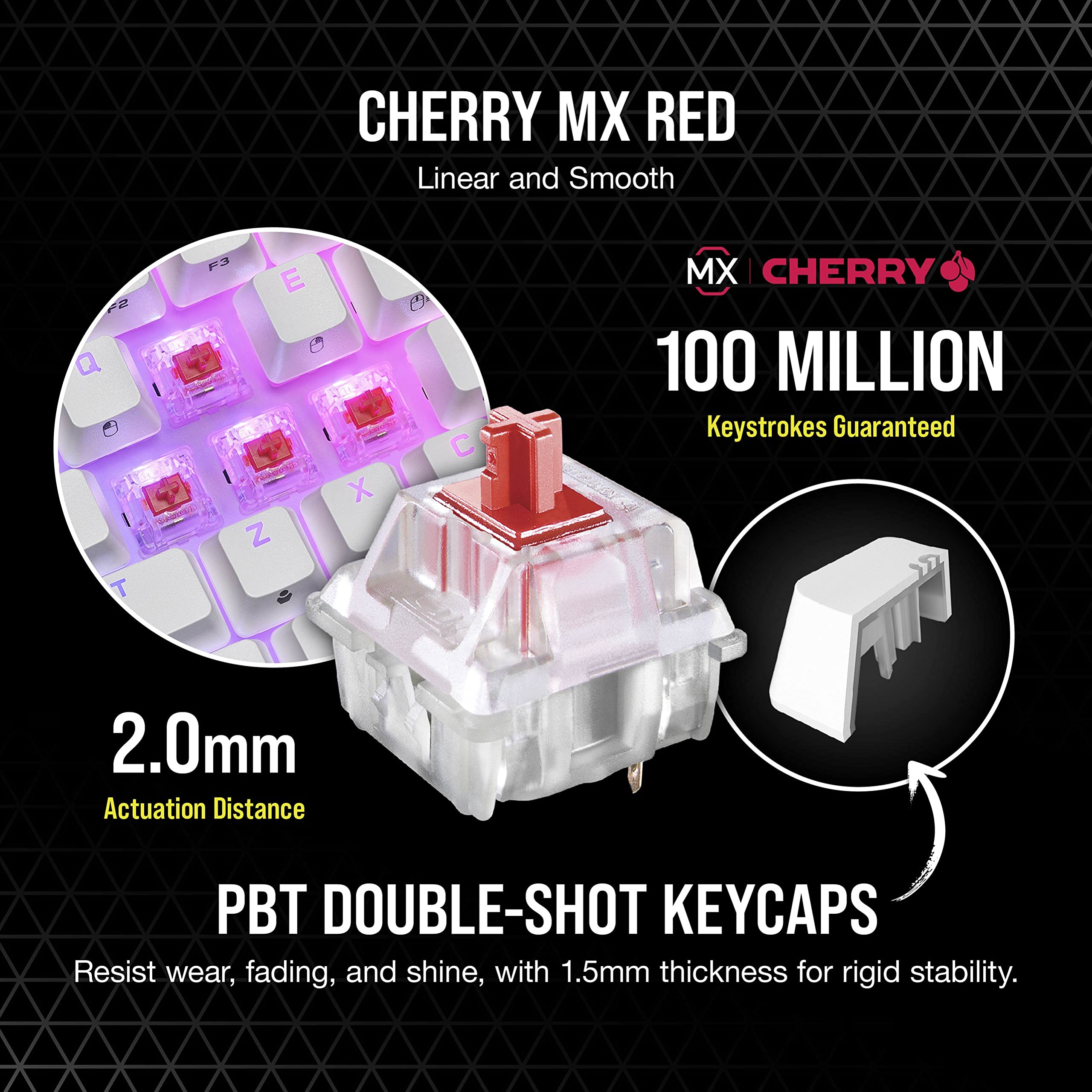 CORSAIR K65 RGB Mini 60% Mechanical Keyboard - Cherry MX Red - PC Gaming & Mac
