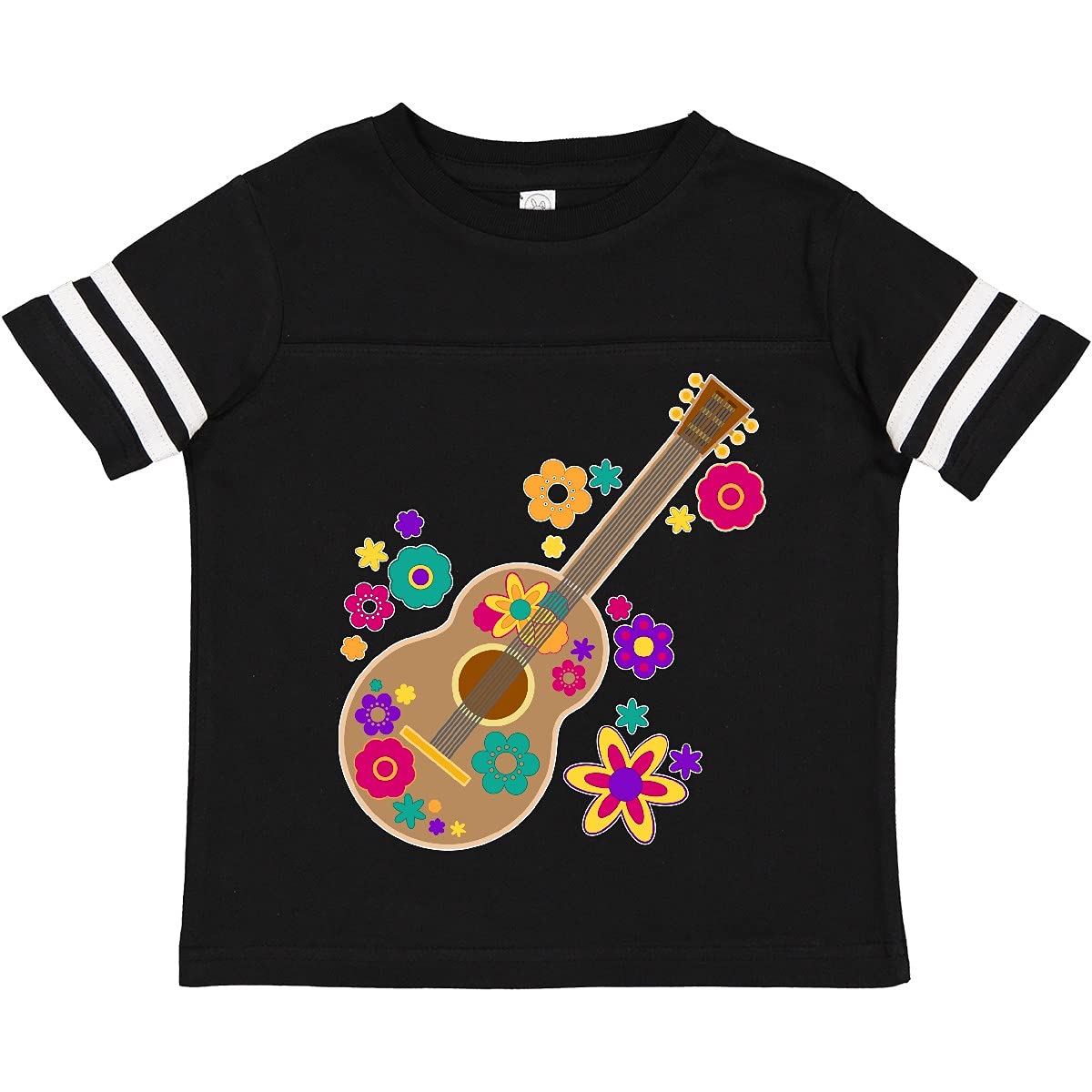 Inktastic Colorful Floral Acoustic Guitar Toddler T-Shirt - Soft Cotton Baby Tee for Music Lovers & Cute Outfits