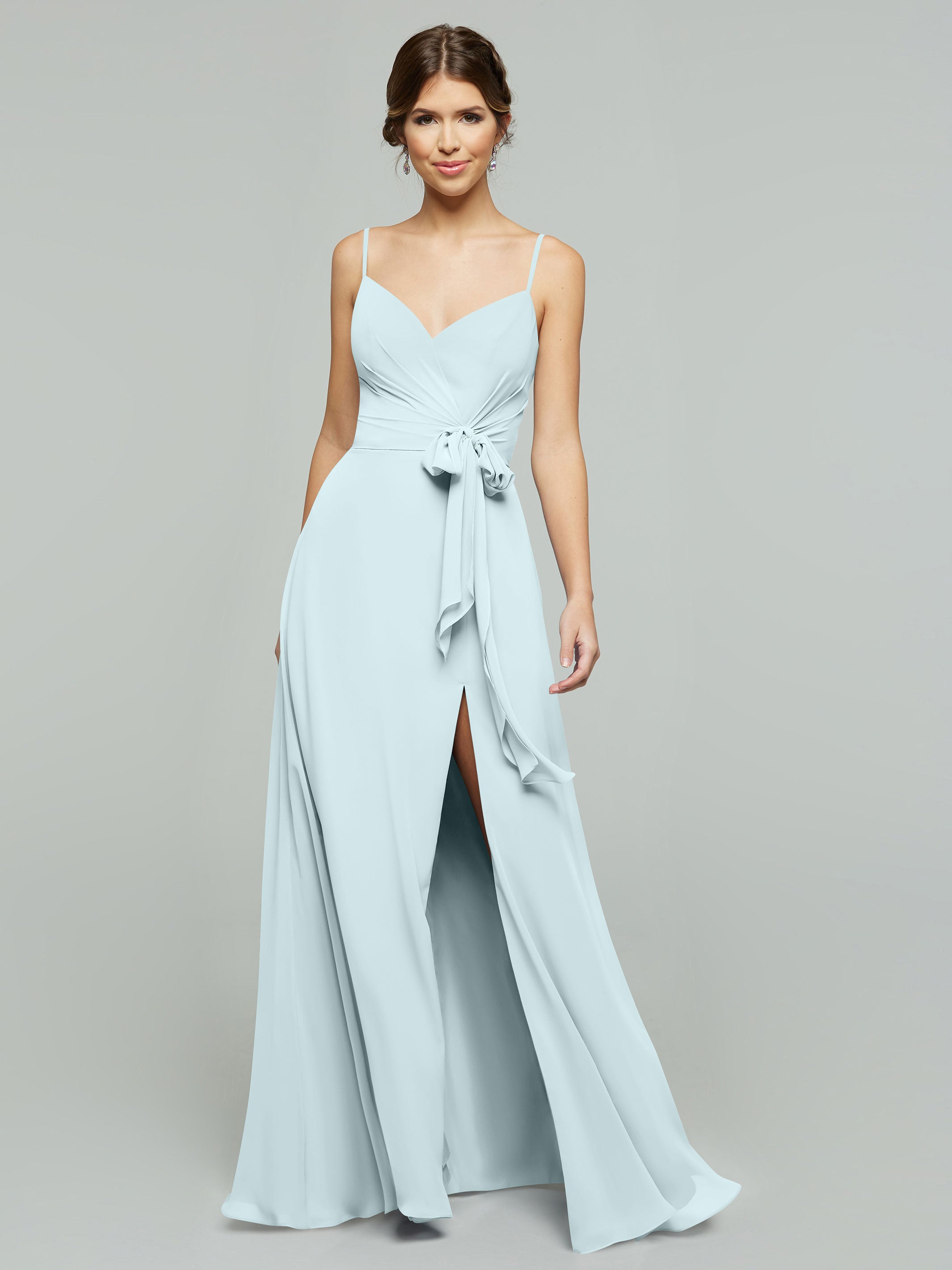 Elegant 80182 Chiffon A-Line Bridesmaid Dress with V-Neck & Spaghetti Straps - Perfect for Weddings, Formal Events & Special Occasions