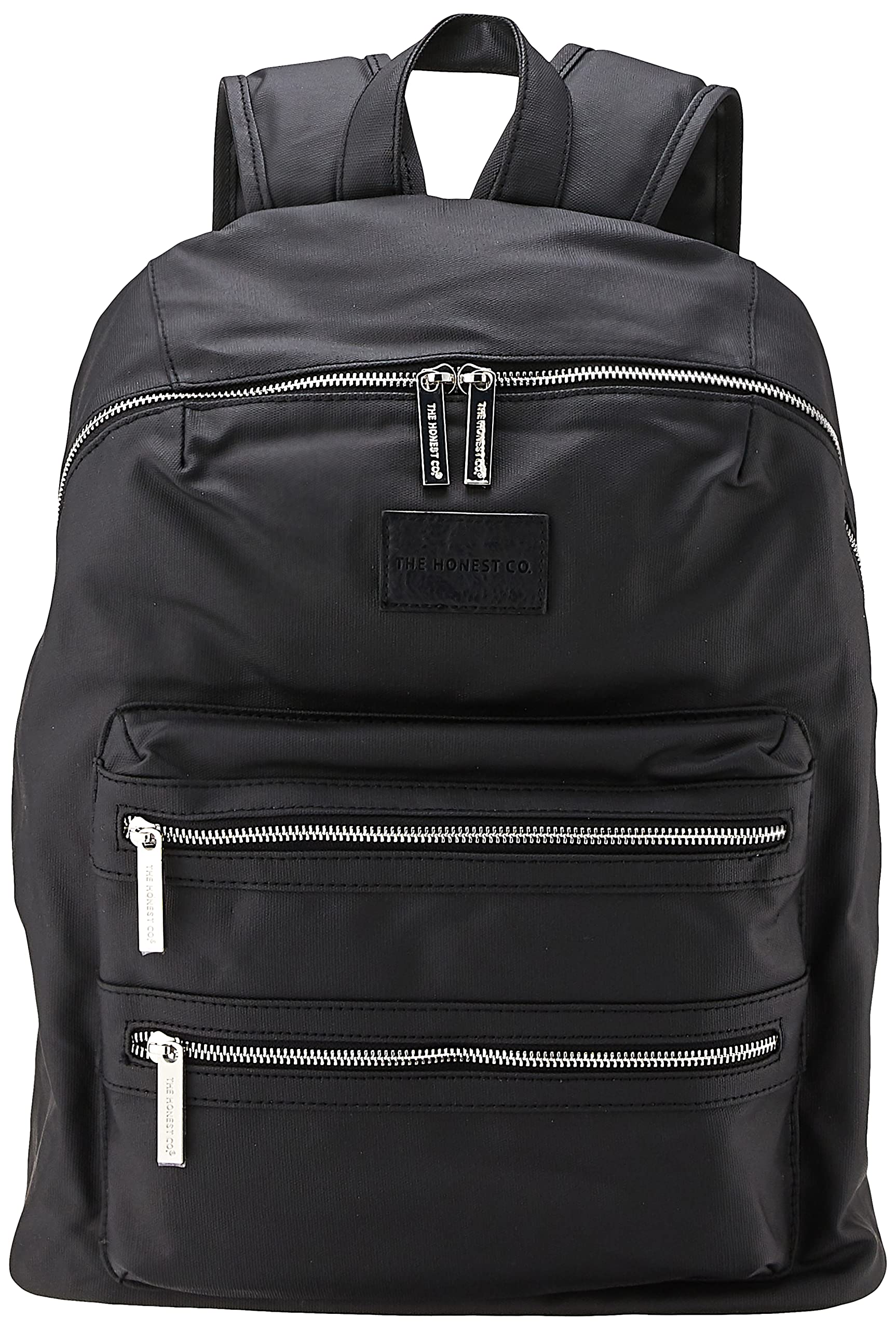 The Honest Company Coated Canvas City Backpack - Stylish Diaper Bag with Changing Pad | PVC-Free Lining & Silver Hardware | Perfect for Moms, Travel & Daily Use (16