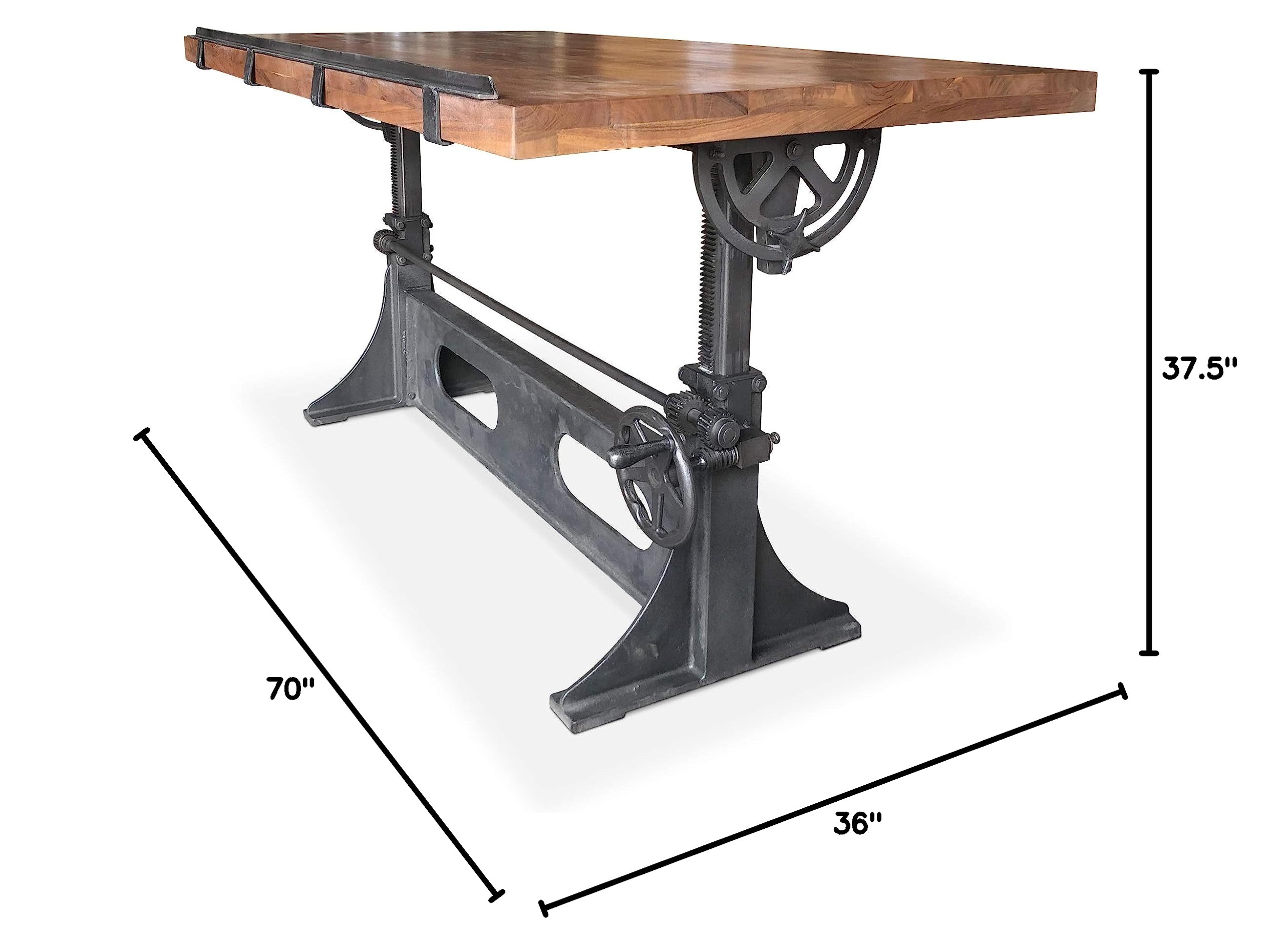 Adjustable Industrial Drafting Table with Tilt Top & Cast Iron Base - 70 Inch Wide Heavy-Duty Drawing Desk for Architects, Engineers & Artists - Perfect for Home Office, Studio & Workshop Use